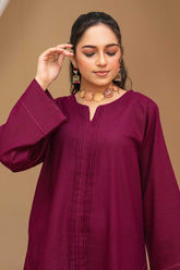 2 Piece Ready To Wear Dyed Maroon Karandi Suit - ZN-11 - ZAINOOR