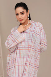 2 Piece Ready To Wear White Seersucker Suit - ZN-49 - ZAINOOR