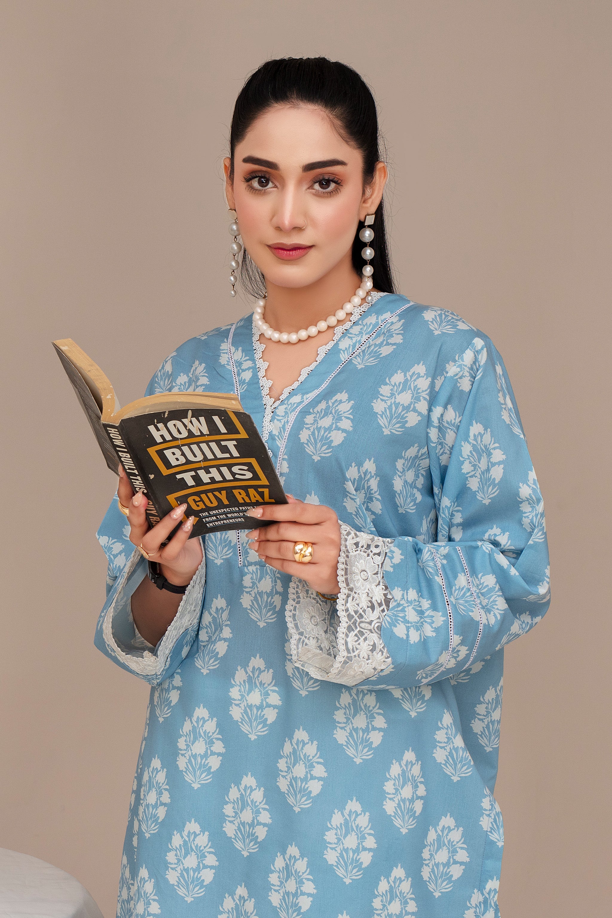 1PC Ready To Wear Sky Blue Cotton Suit - ZN-108-1PC - ZAINOOR