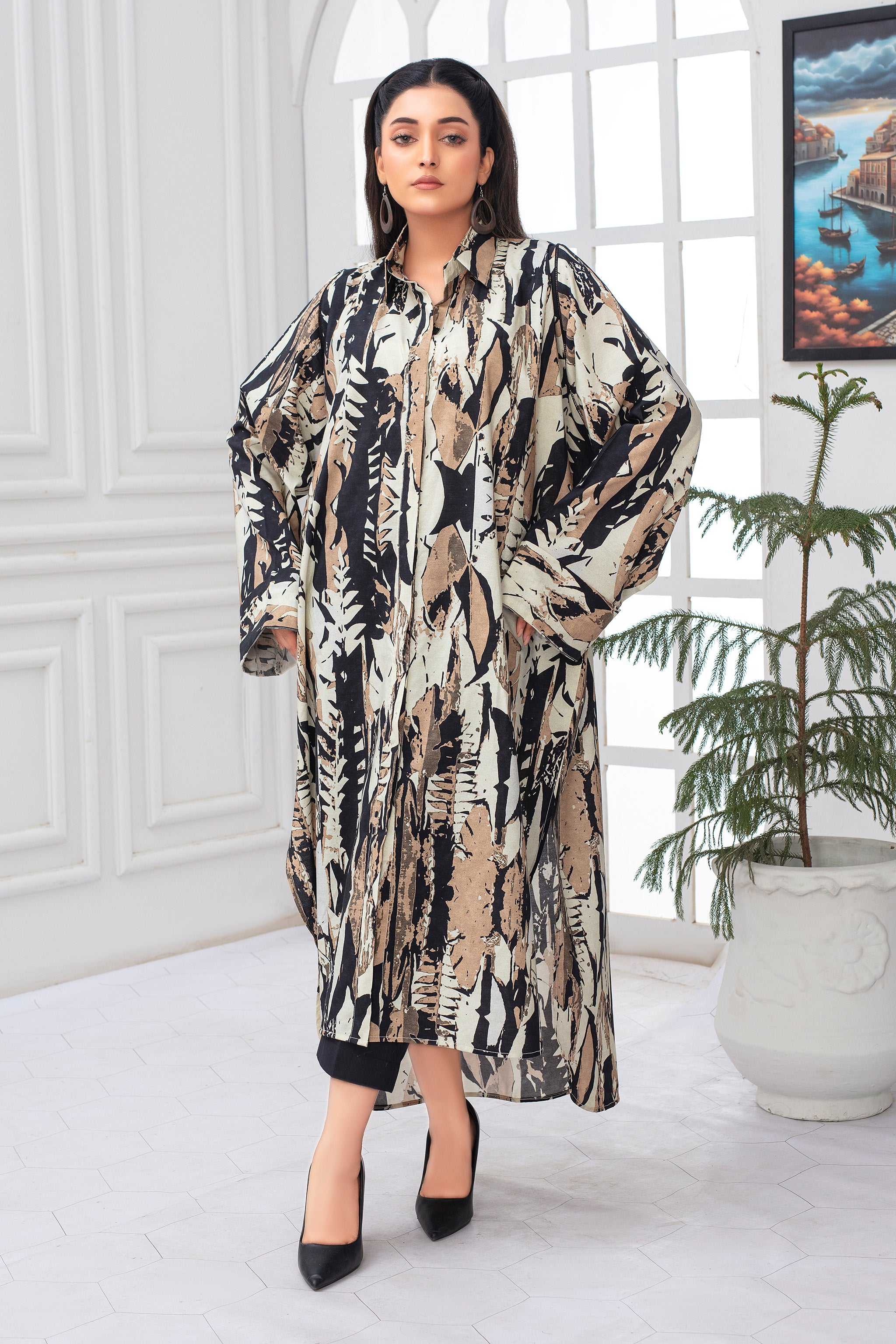 1 Piece Ready To Wear Black Lawn Shirt - ZN-146-1Pc - ZAINOOR Main image