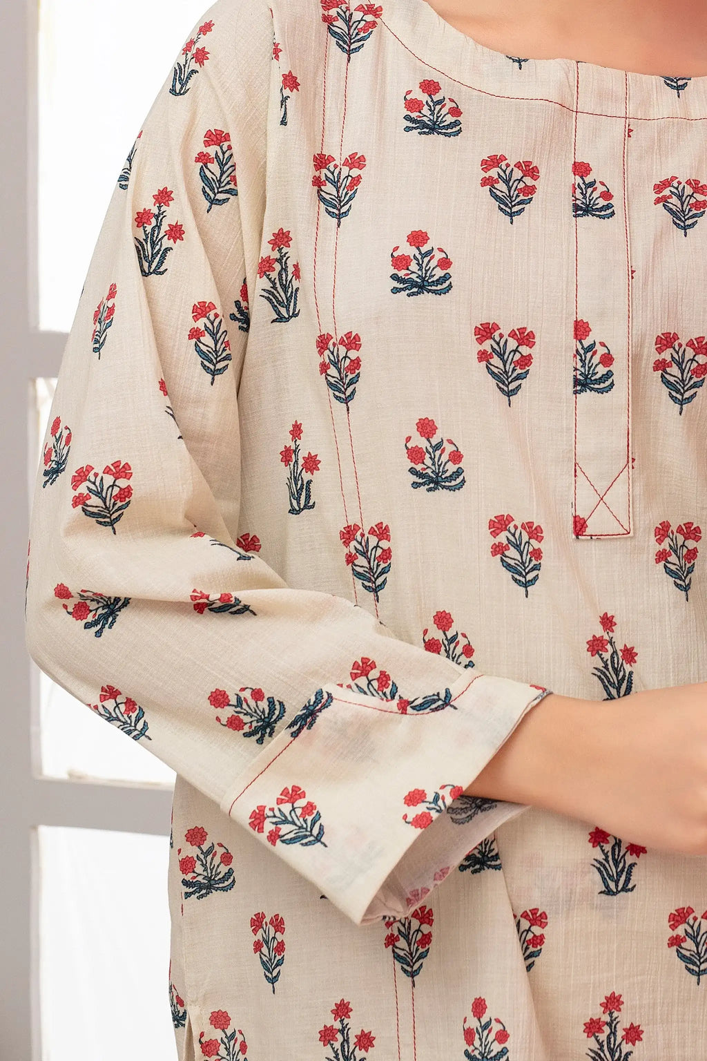 2 Piece Ready To Wear Beige Seersucker Suit - ZN-43 - ZAINOOR