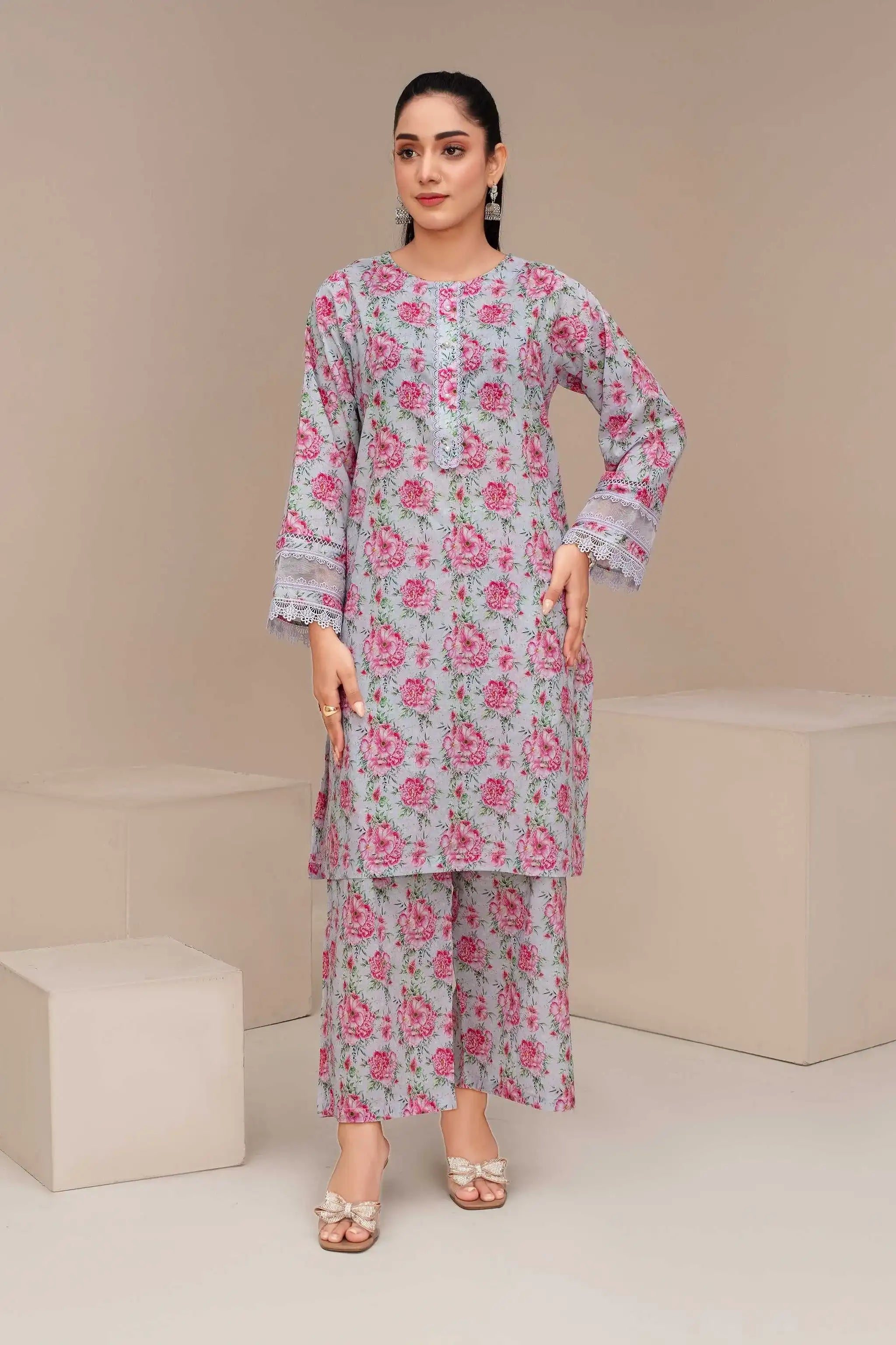 2 Piece Ready To Wear Pink Lawn Suit - ZN-15 - ZAINOOR Main image