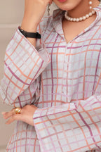 2 Piece Ready To Wear White Seersucker Suit - ZN-49 - ZAINOOR