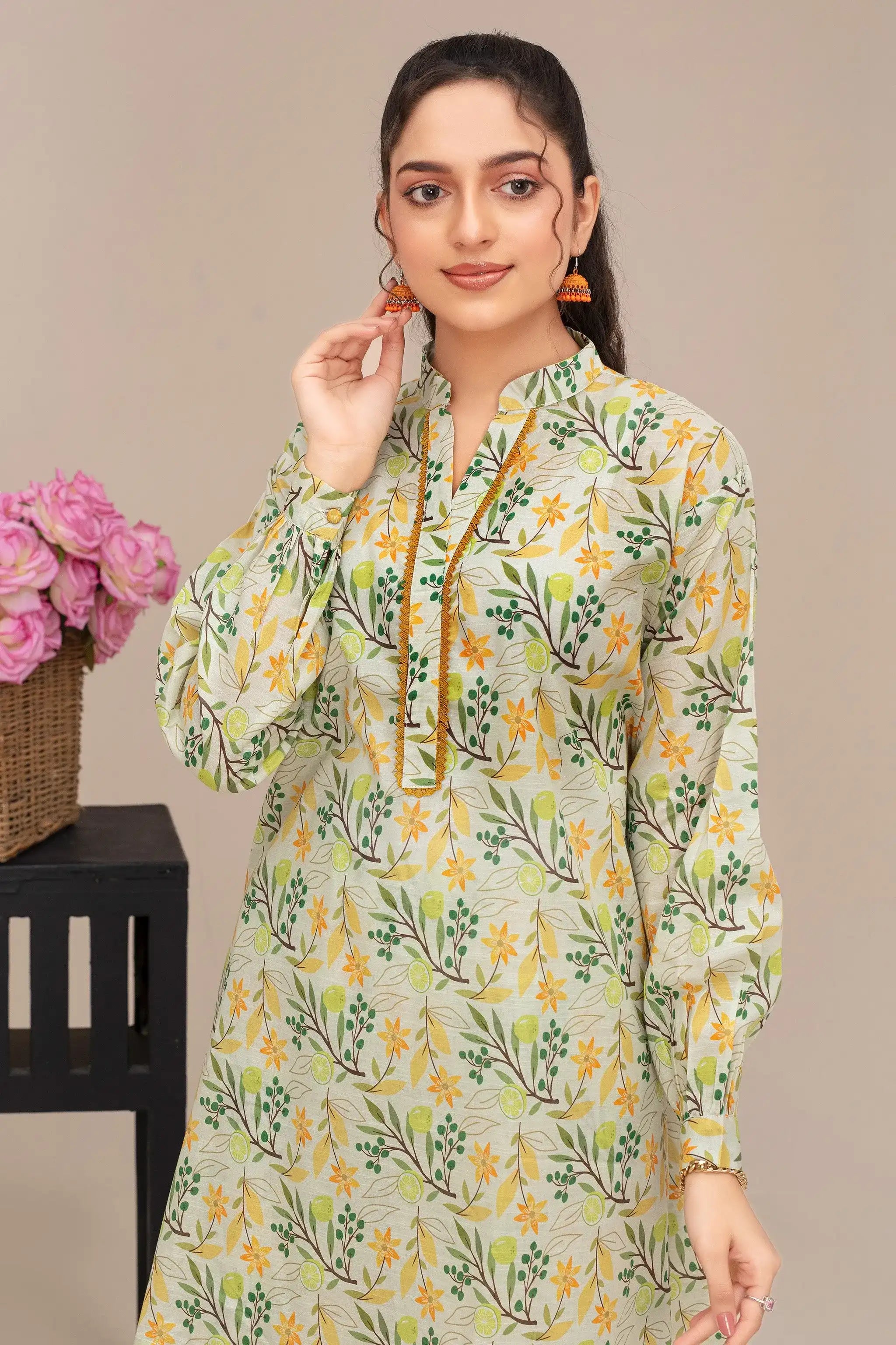 2 Piece Ready To Wear Floral Green Lawn Suit - ZN-30 - ZAINOOR