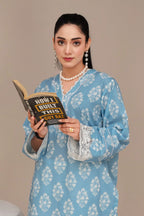 2PC Ready To Wear Sky Blue Cotton Suit - ZN-108-2PC - ZAINOOR