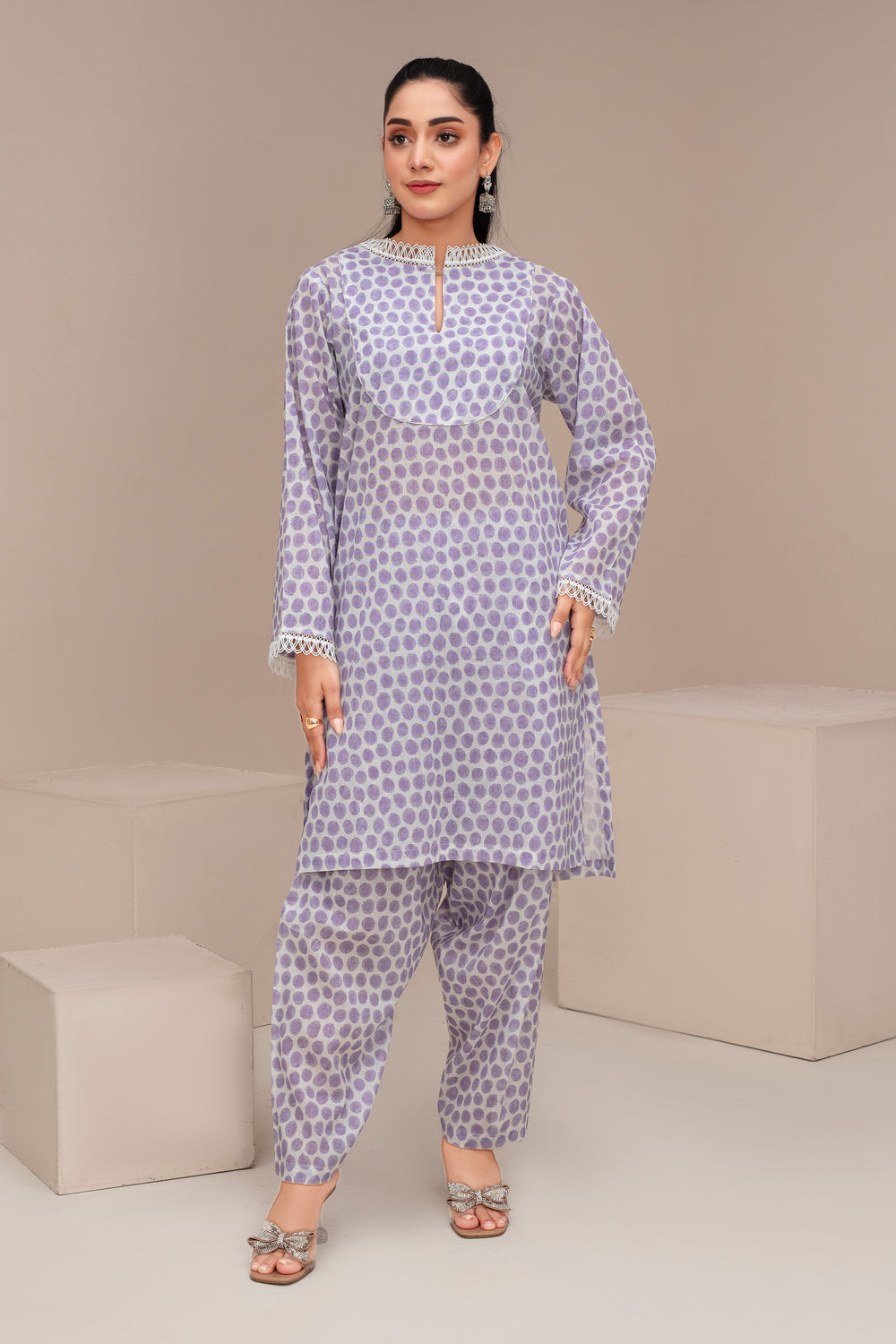 2PC Ready To Wear Wisteria Seersucker Suit - ZN-46- ZAINOOR