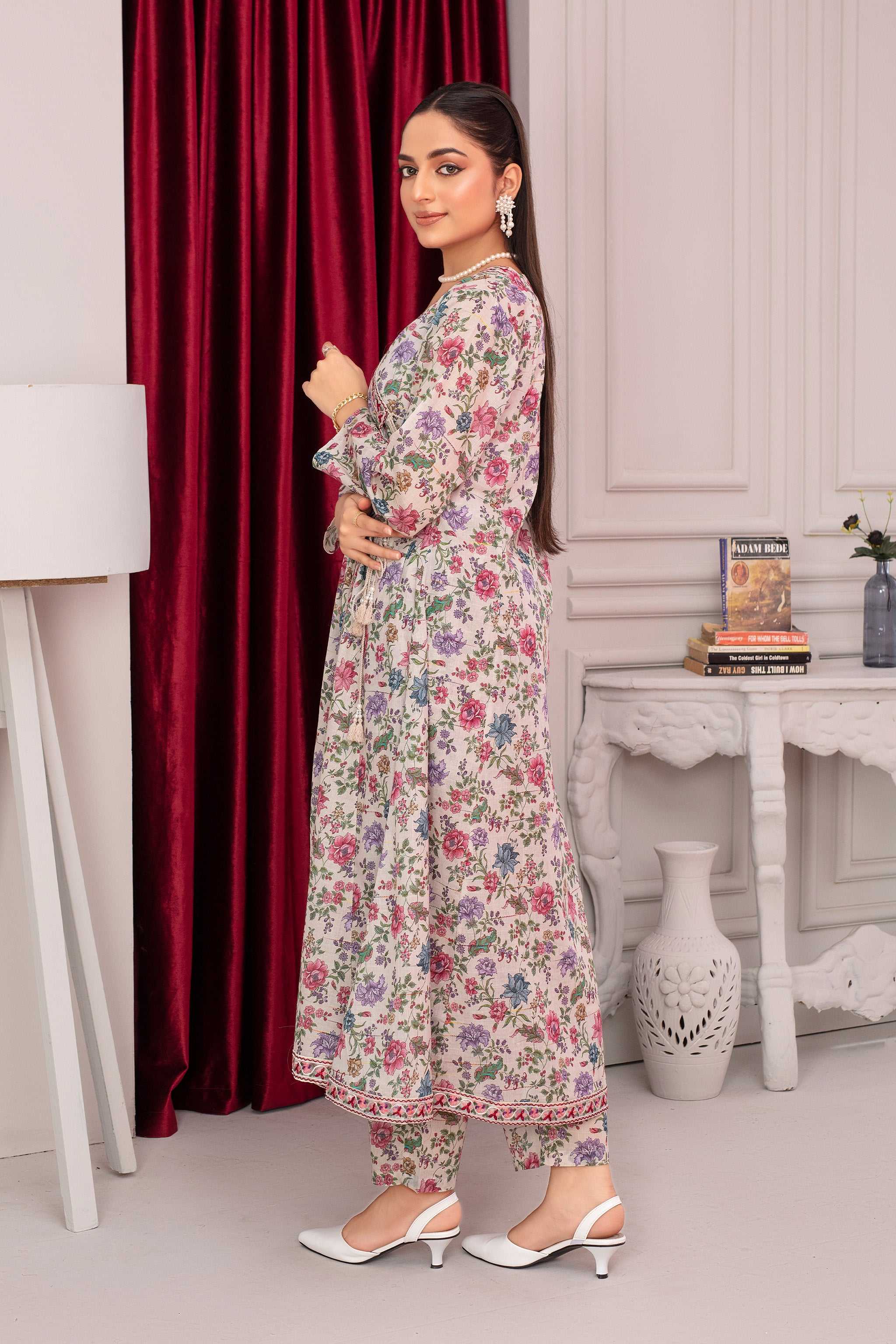 2 Piece Ready To Wear Beige Lawn Suit - ZN-35 - ZAINOOR