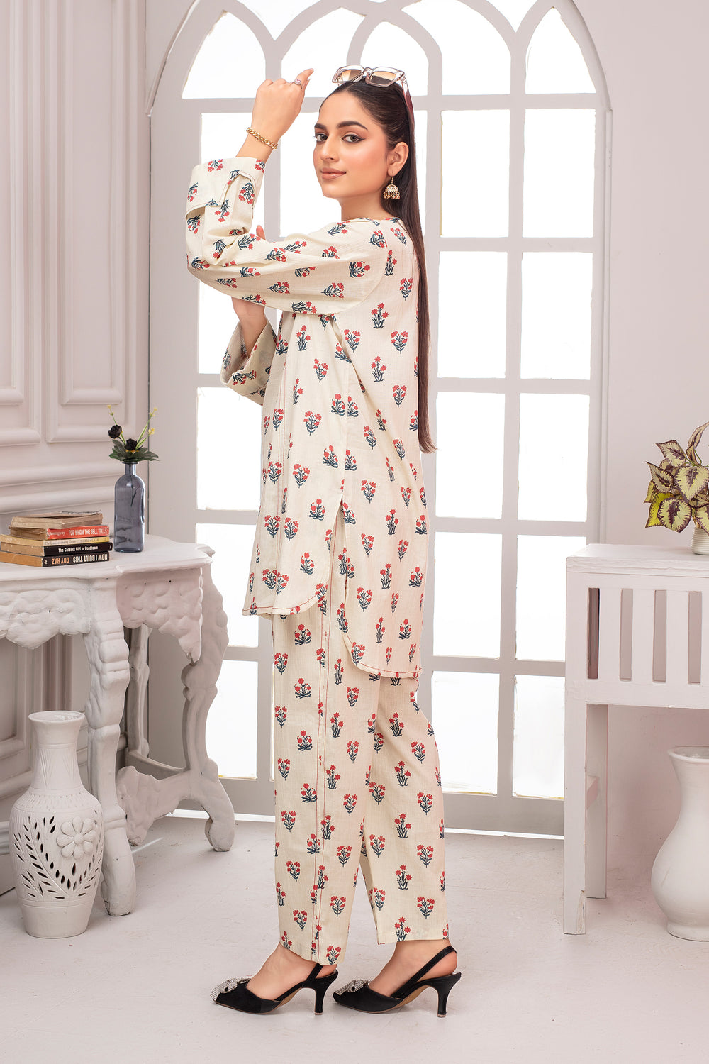 2 Piece Ready To Wear Beige Seersucker Suit - ZN-43 - ZAINOOR