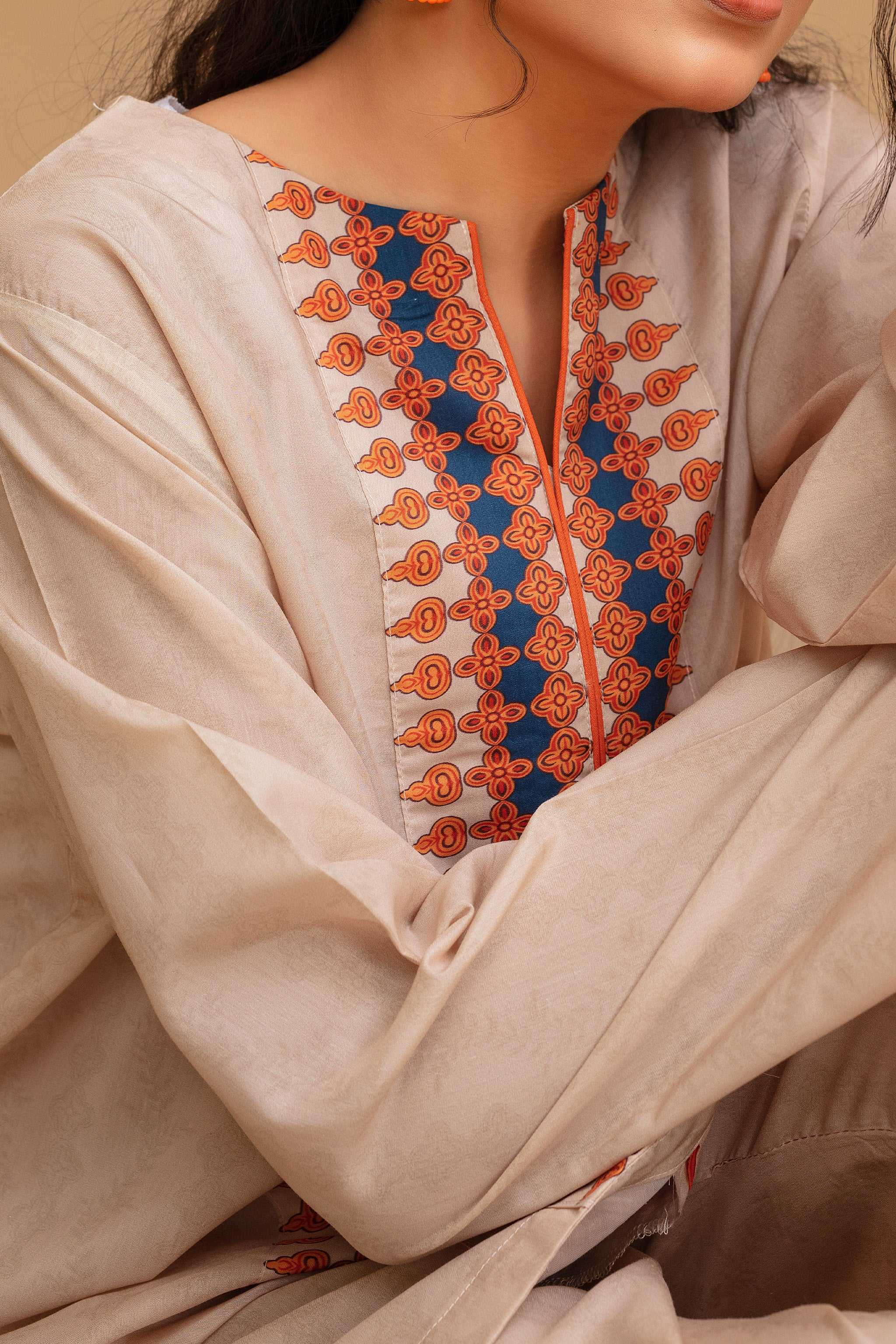 2 Piece Ready To Wear Beige Viscose Suit - ZN-13 - ZAINOOR