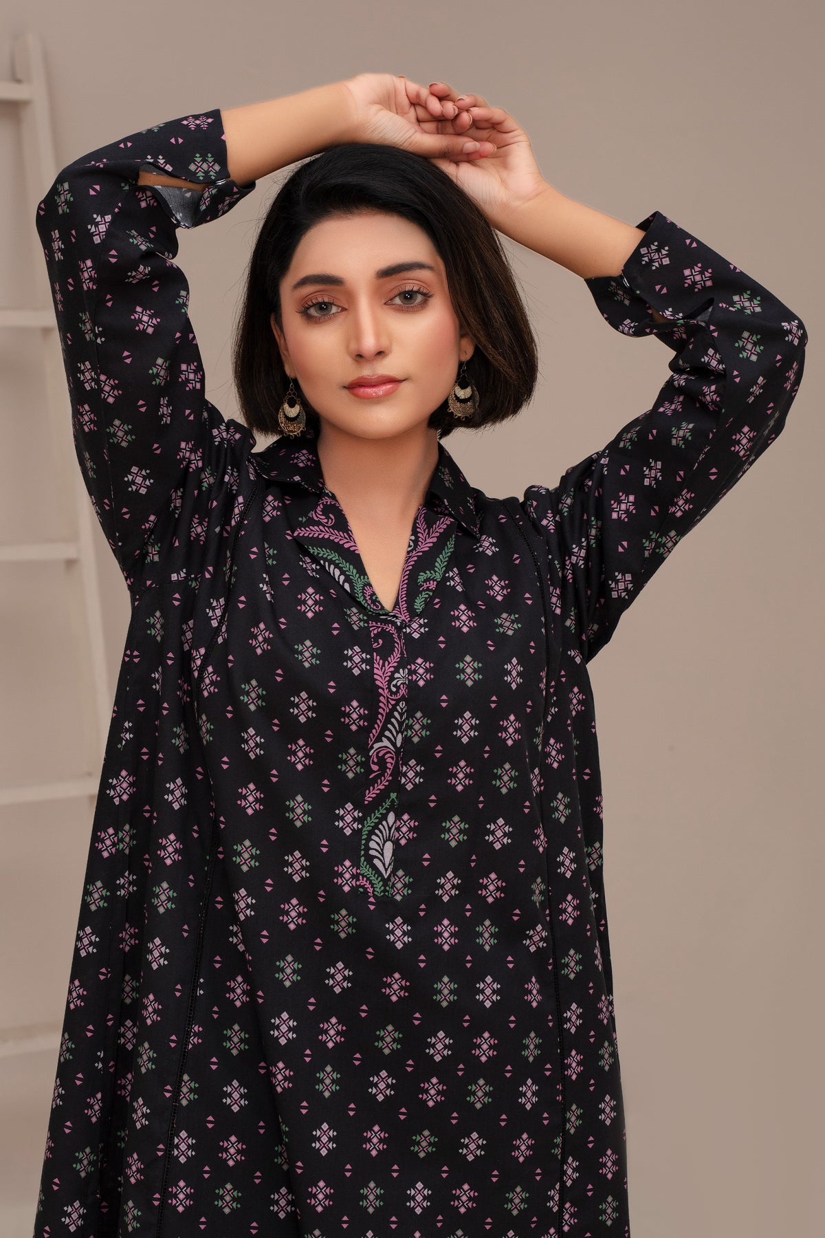 2 Piece Ready To Wear Black Cross Cotton Suit - ZN-120 - ZAINOOR