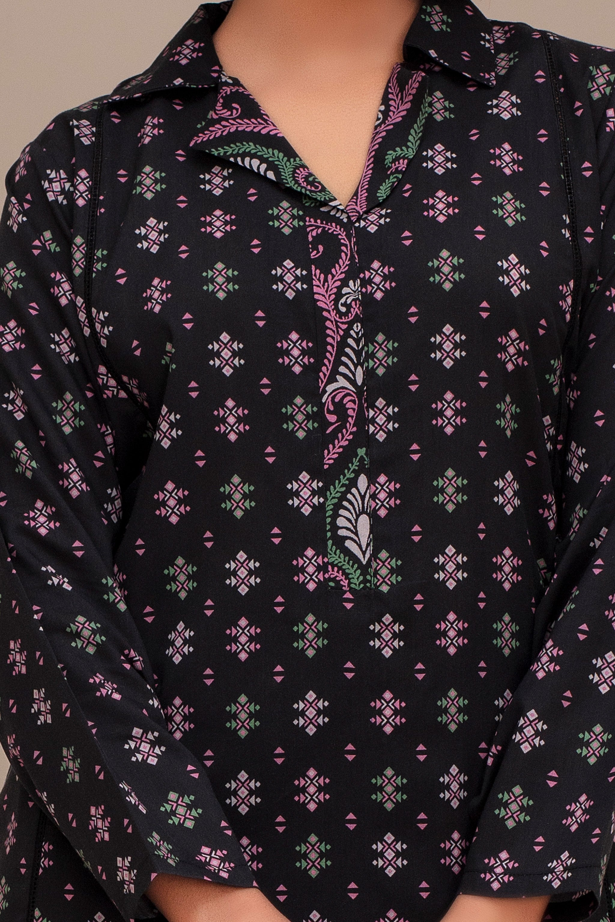 2 Piece Ready To Wear Black Cross Cotton Suit - ZN-120 - ZAINOOR