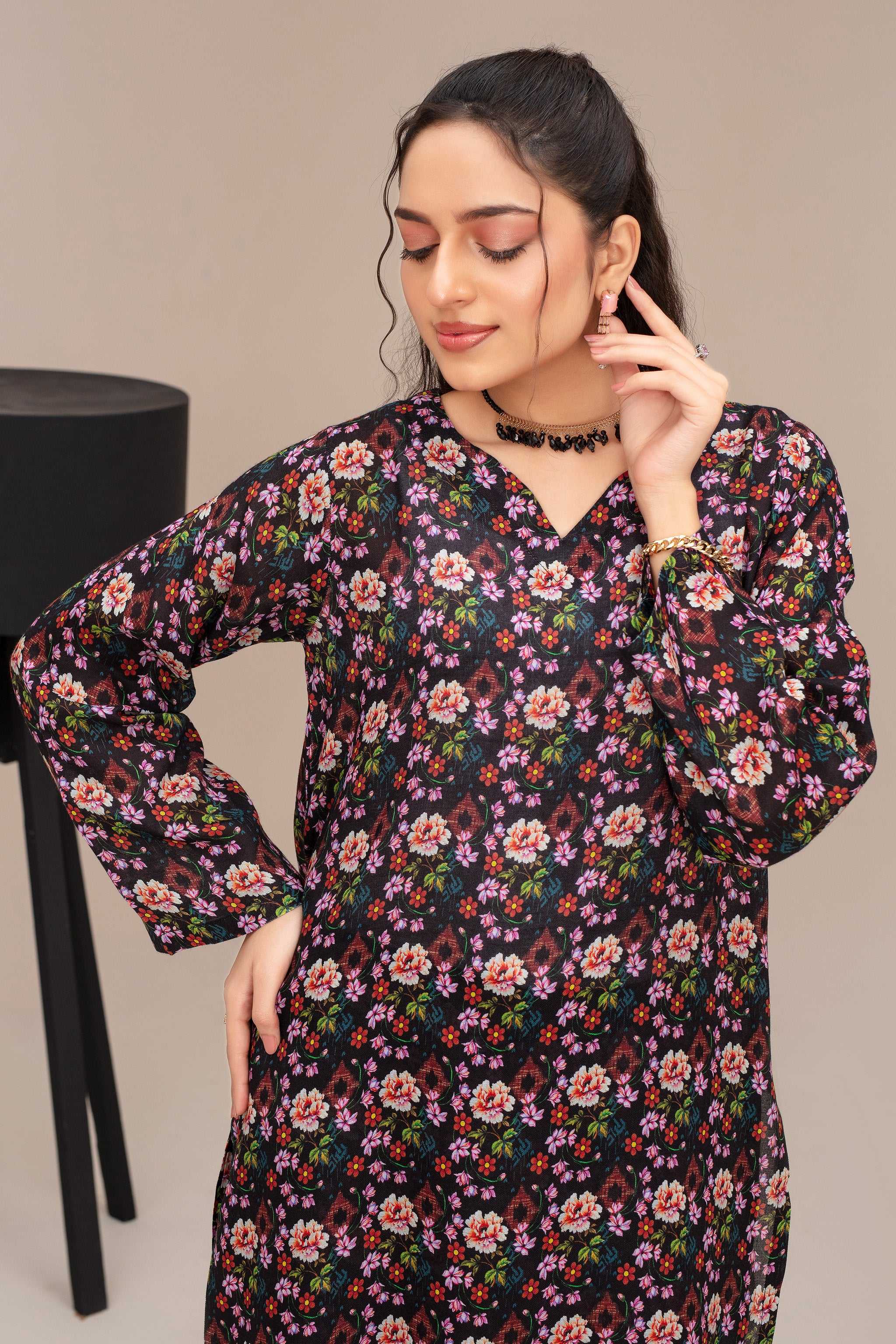 2 Piece Ready To Wear Black Lawn Suit - ZN-18 - ZAINOOR