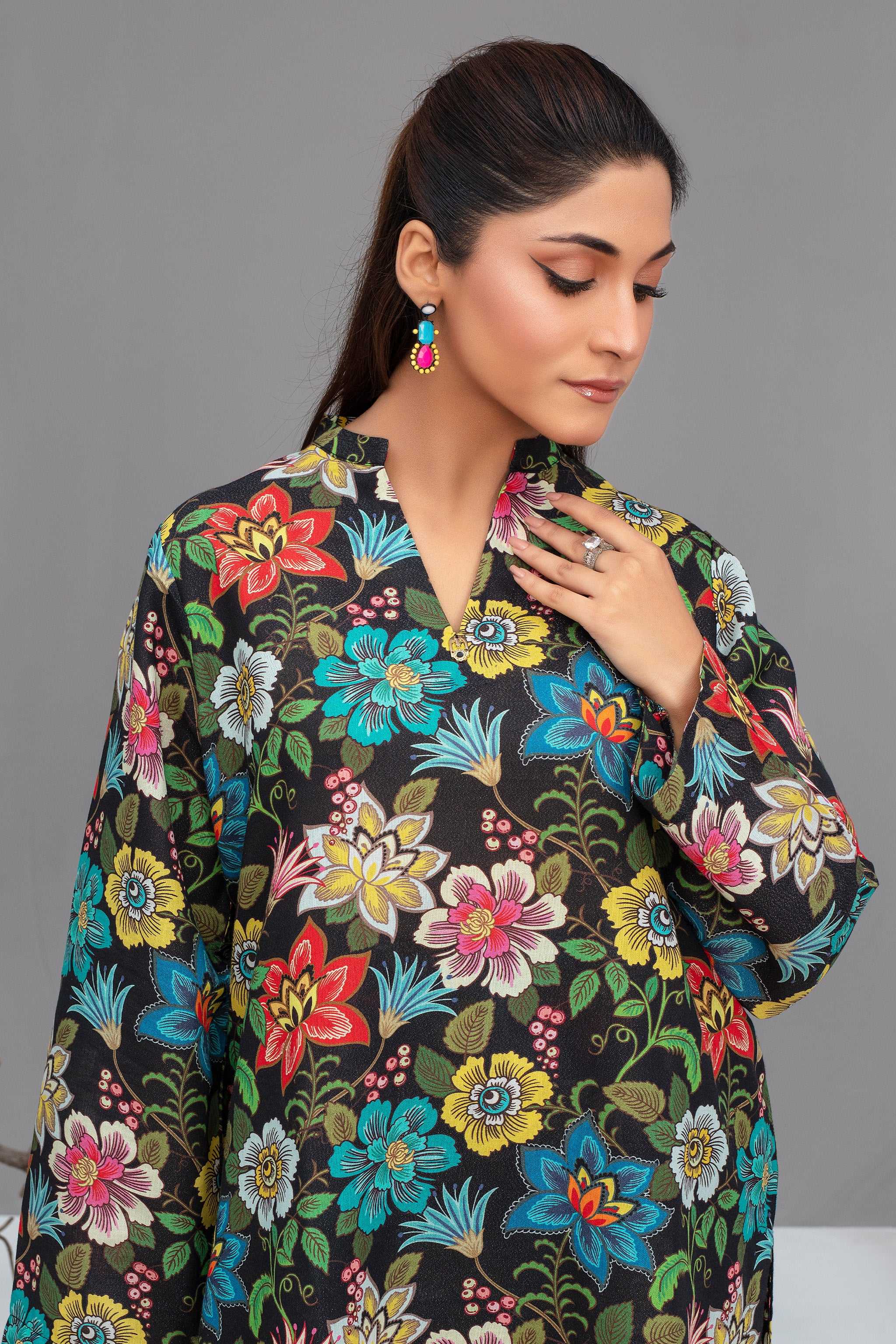 2 Piece Ready To Wear Black Cotton Suit Secondary image