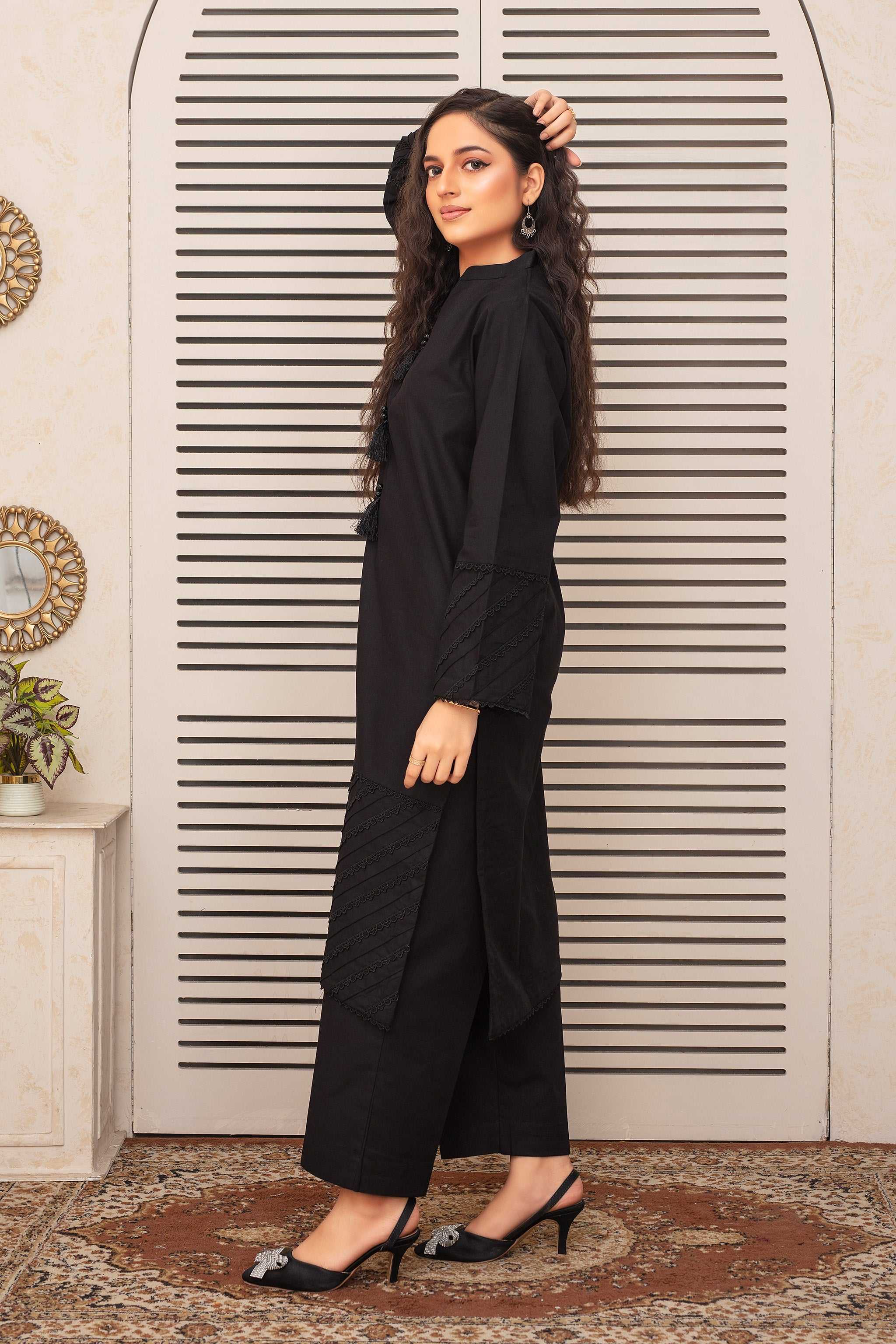 2 Piece Ready To Wear Black Viscose Suit - ZN-01 - ZAINOOR