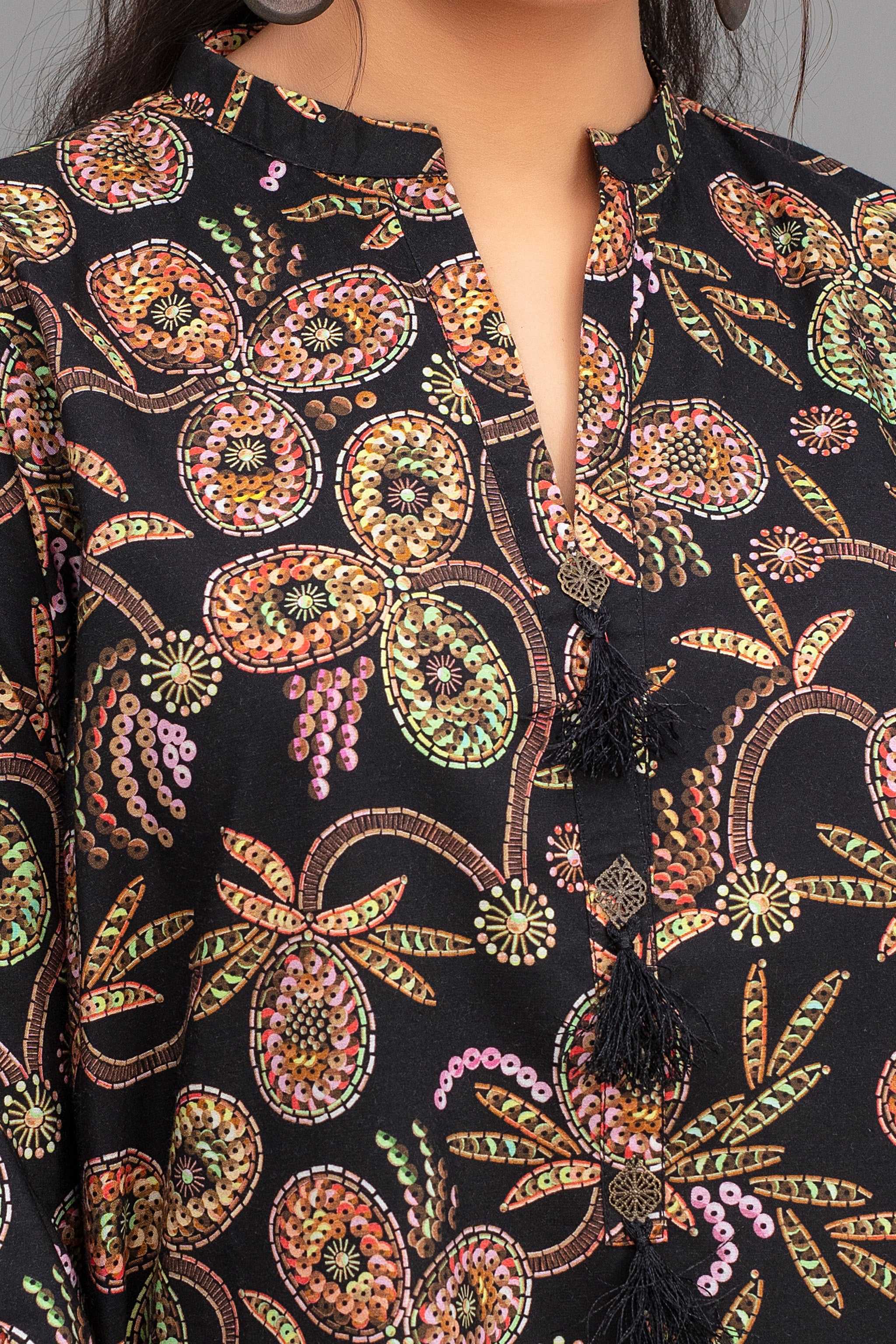 2 Piece Ready To Wear Black Viscose Suit - ZN-148 - ZAINOOR