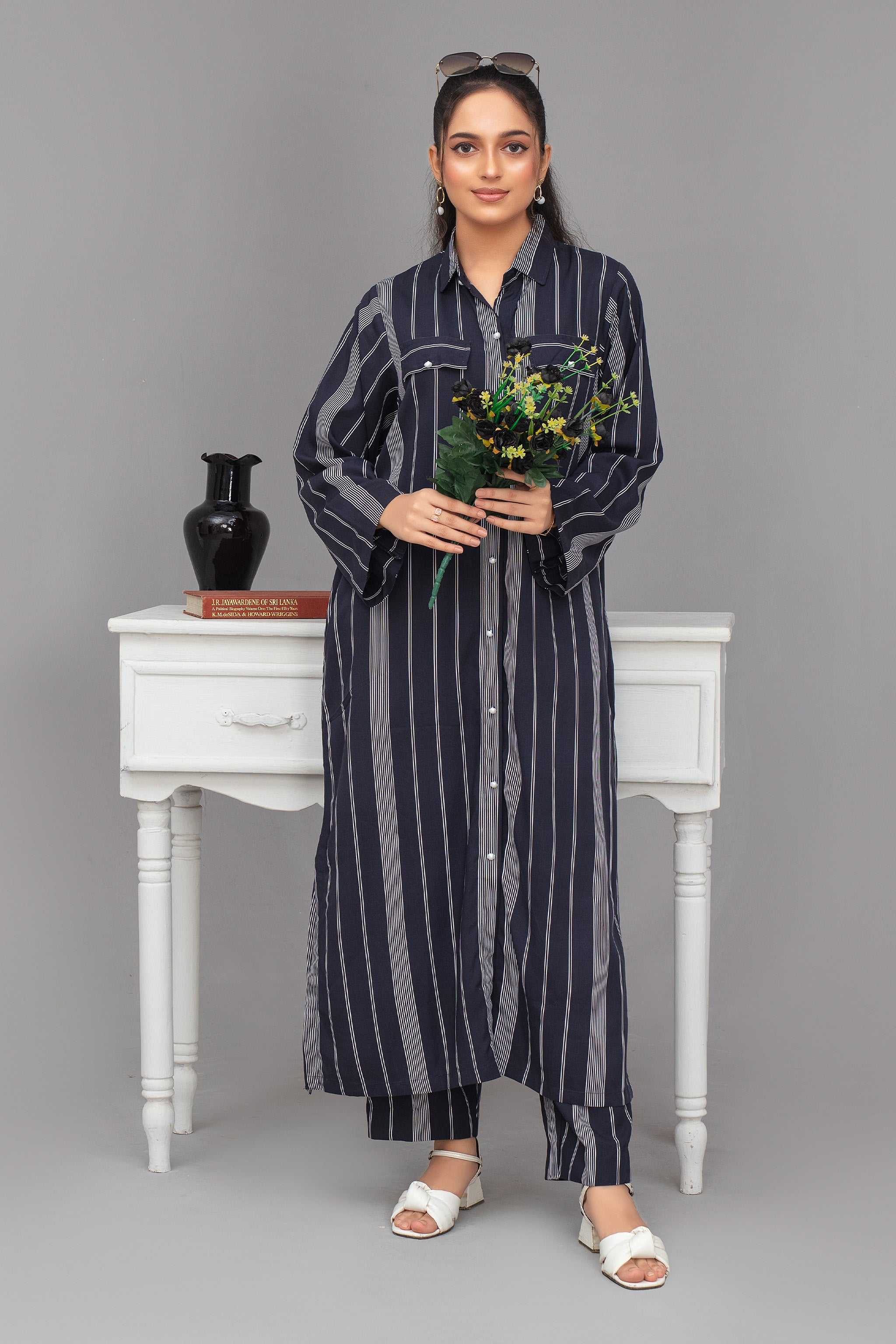 2 Piece Ready To Wear Black Viscose Suit - ZN-03 - ZAINOOR
