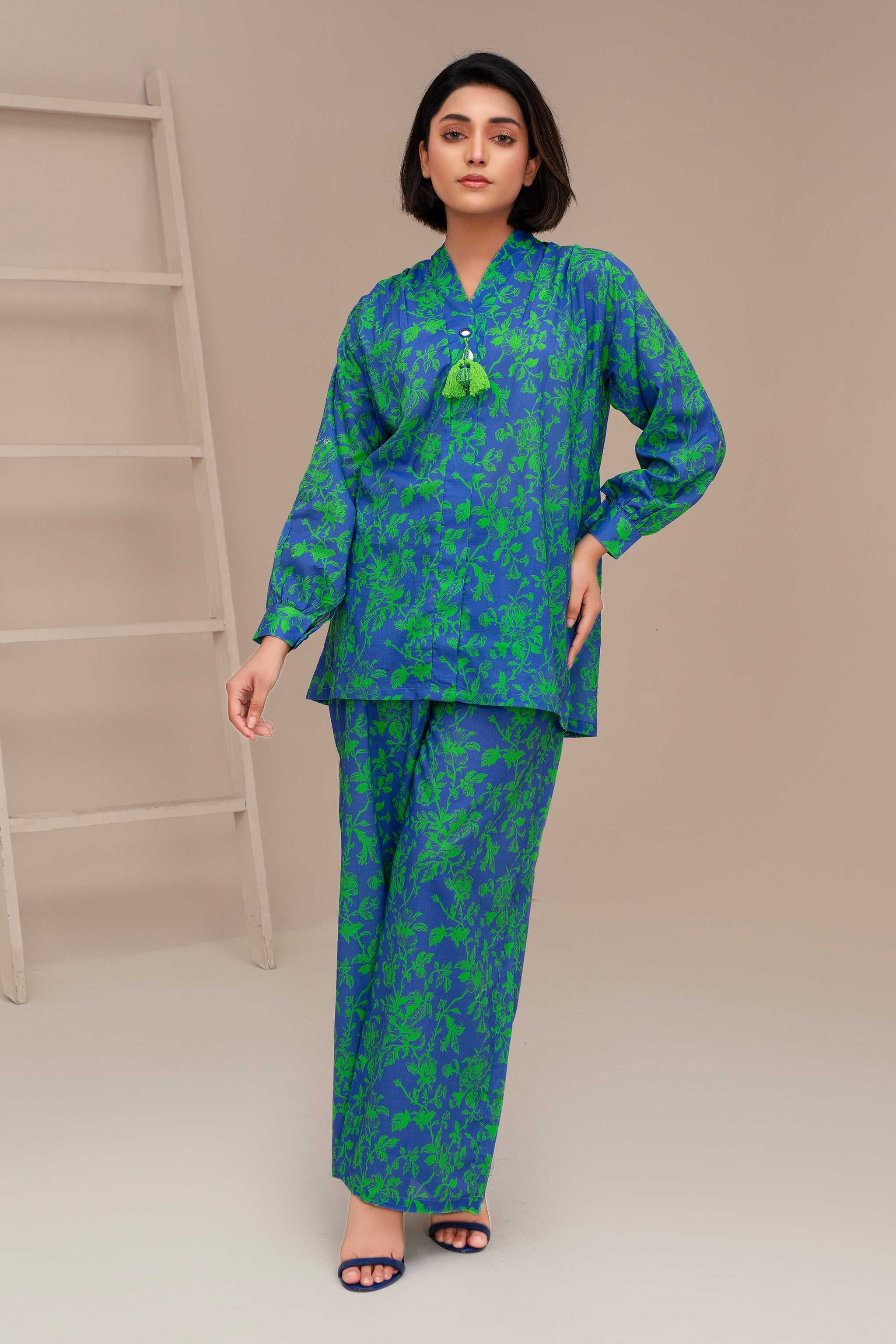2 Piece Ready To Wear Blue Cotton Suit - ZN-118A - ZAINOOR