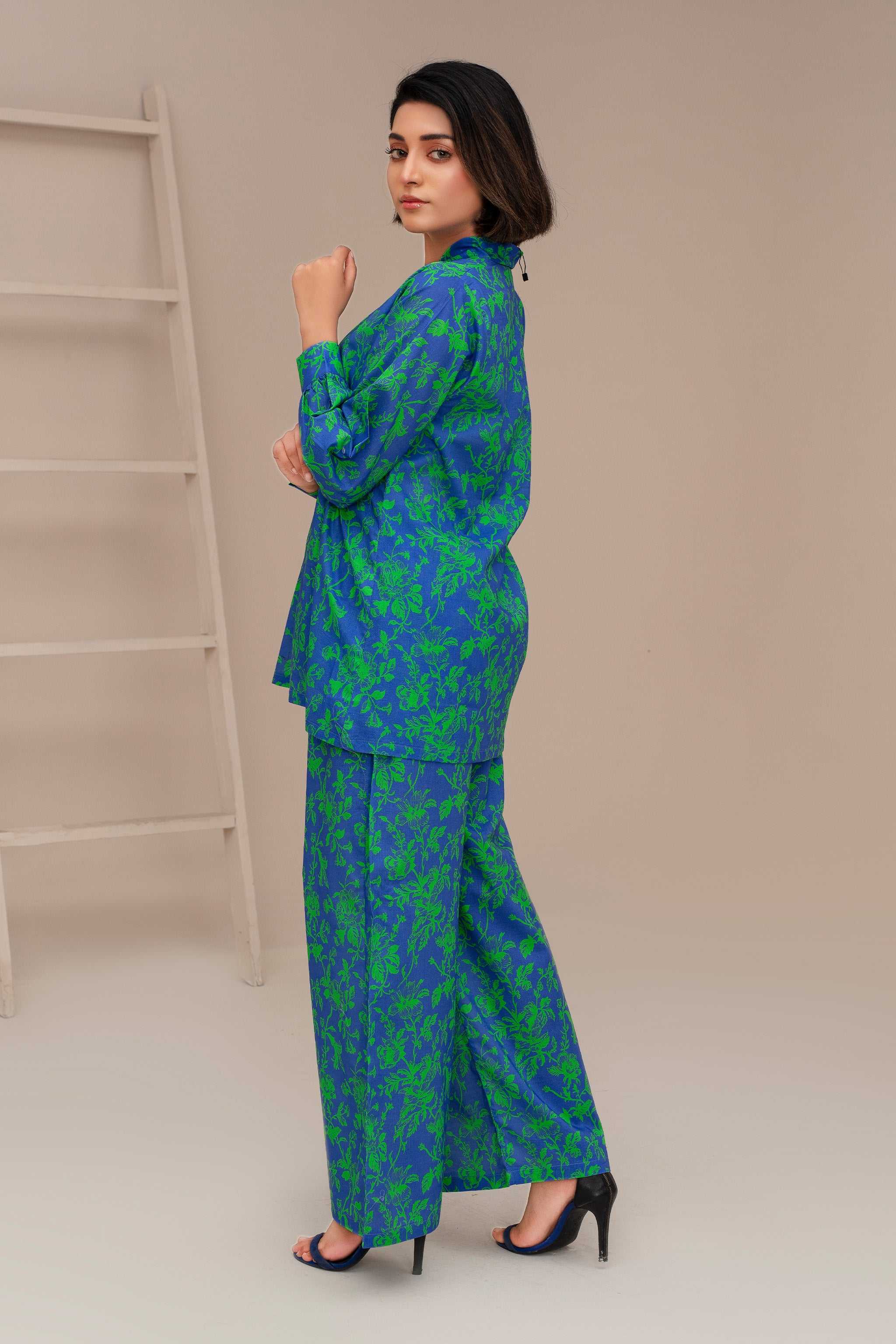 2 Piece Ready To Wear Blue Cotton Suit - ZN-118A - ZAINOOR