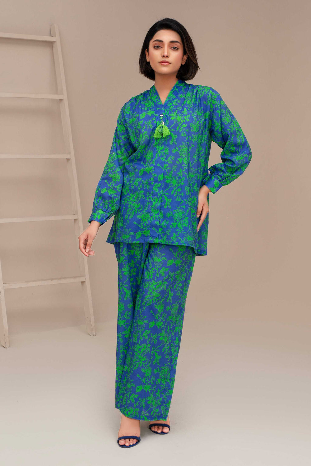 2 Piece Ready To Wear Blue Cotton Suit - ZN-118A - ZAINOOR
