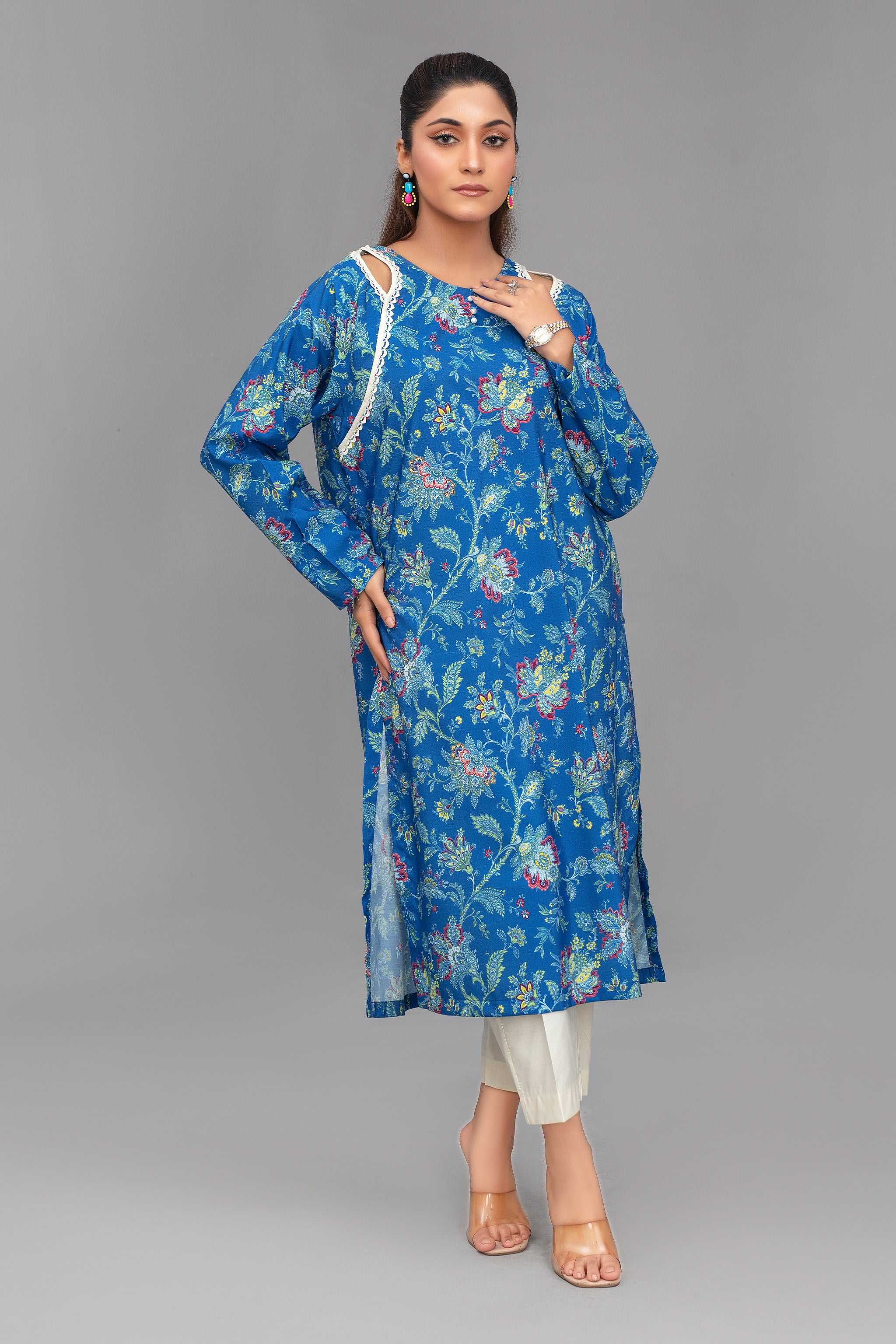 2 Piece Ready To Wear Blue Viscose Suit - ZN-139 - ZAINOOR Main image