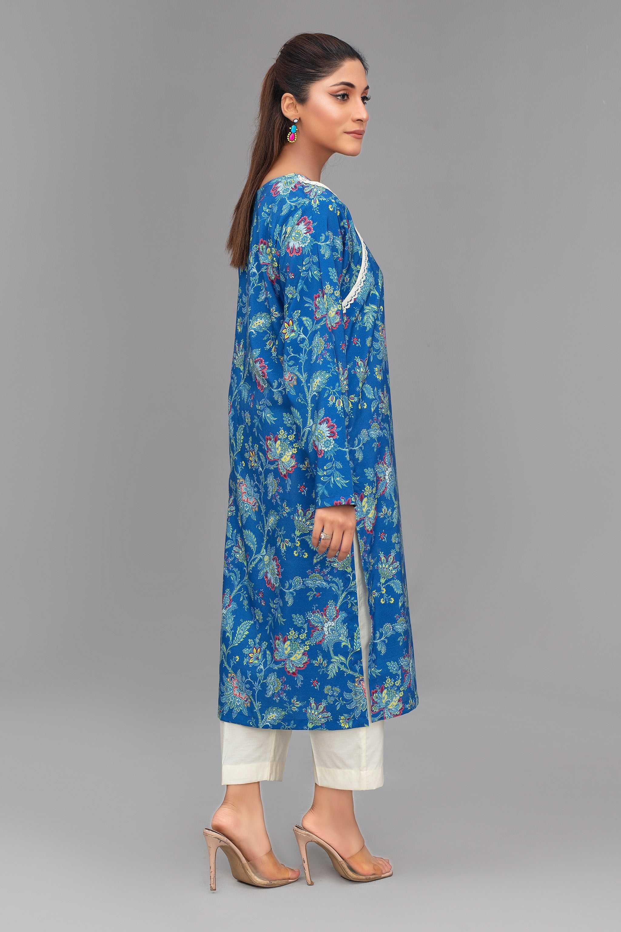 2 Piece Ready To Wear Blue Viscose Suit - ZN-139 - ZAINOOR