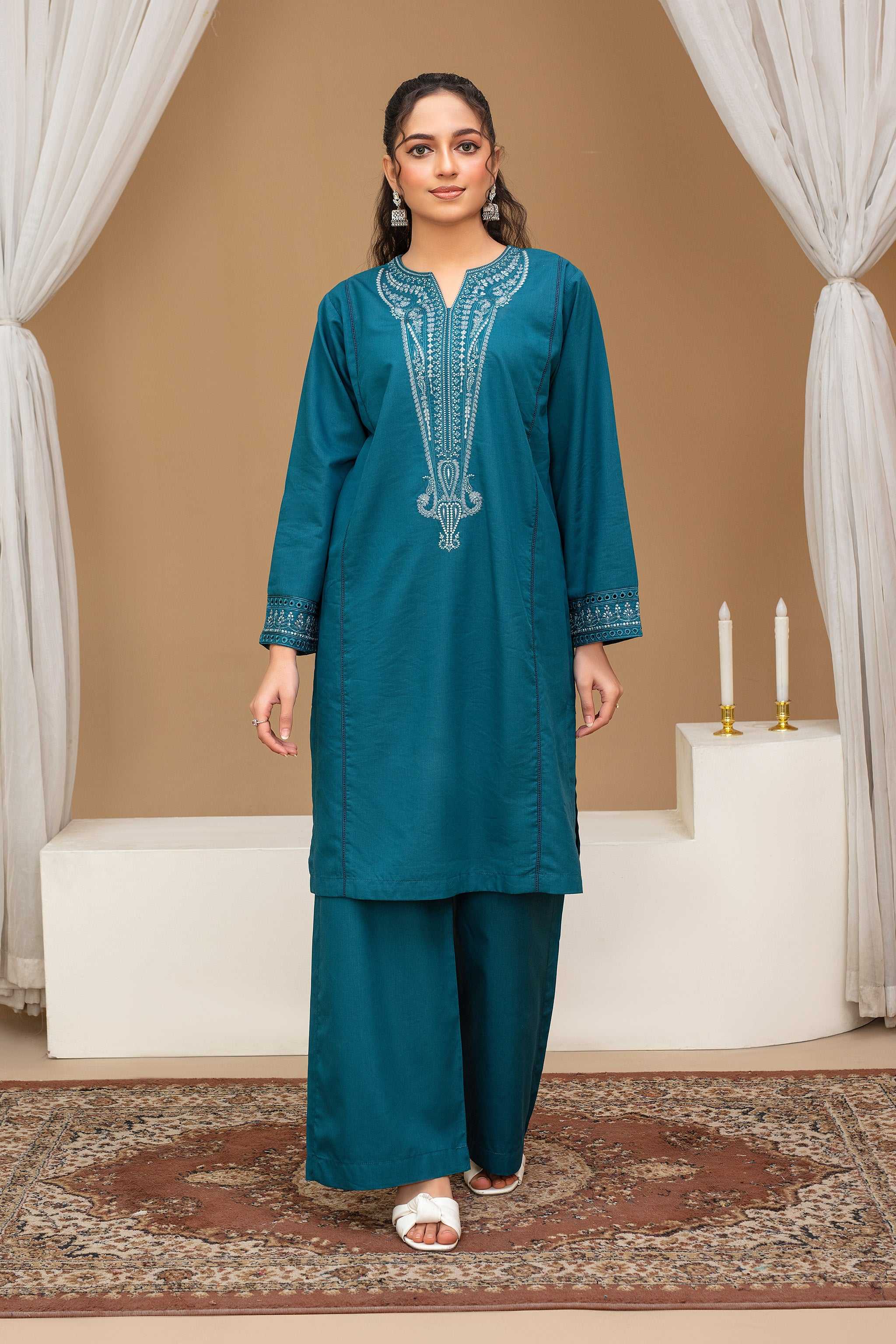 2 Piece Ready To Wear Blue Viscose Suit - ZN-08 - ZAINOOR Main image