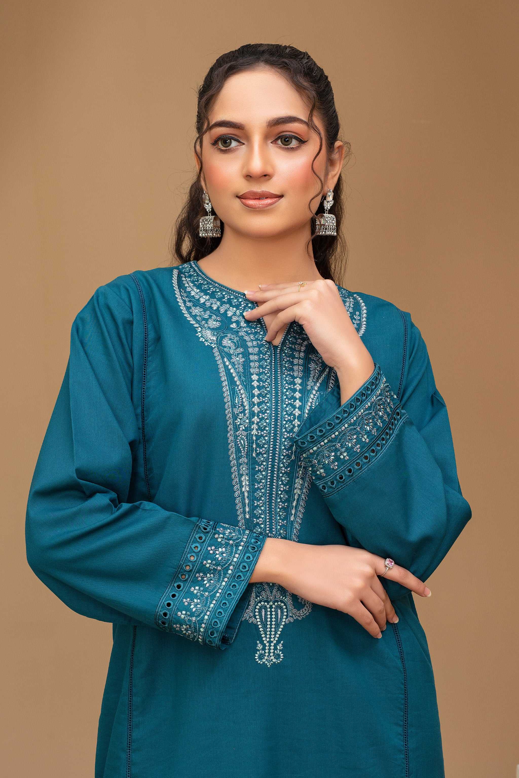 2 Piece Ready To Wear Blue Viscose Suit Secondary image