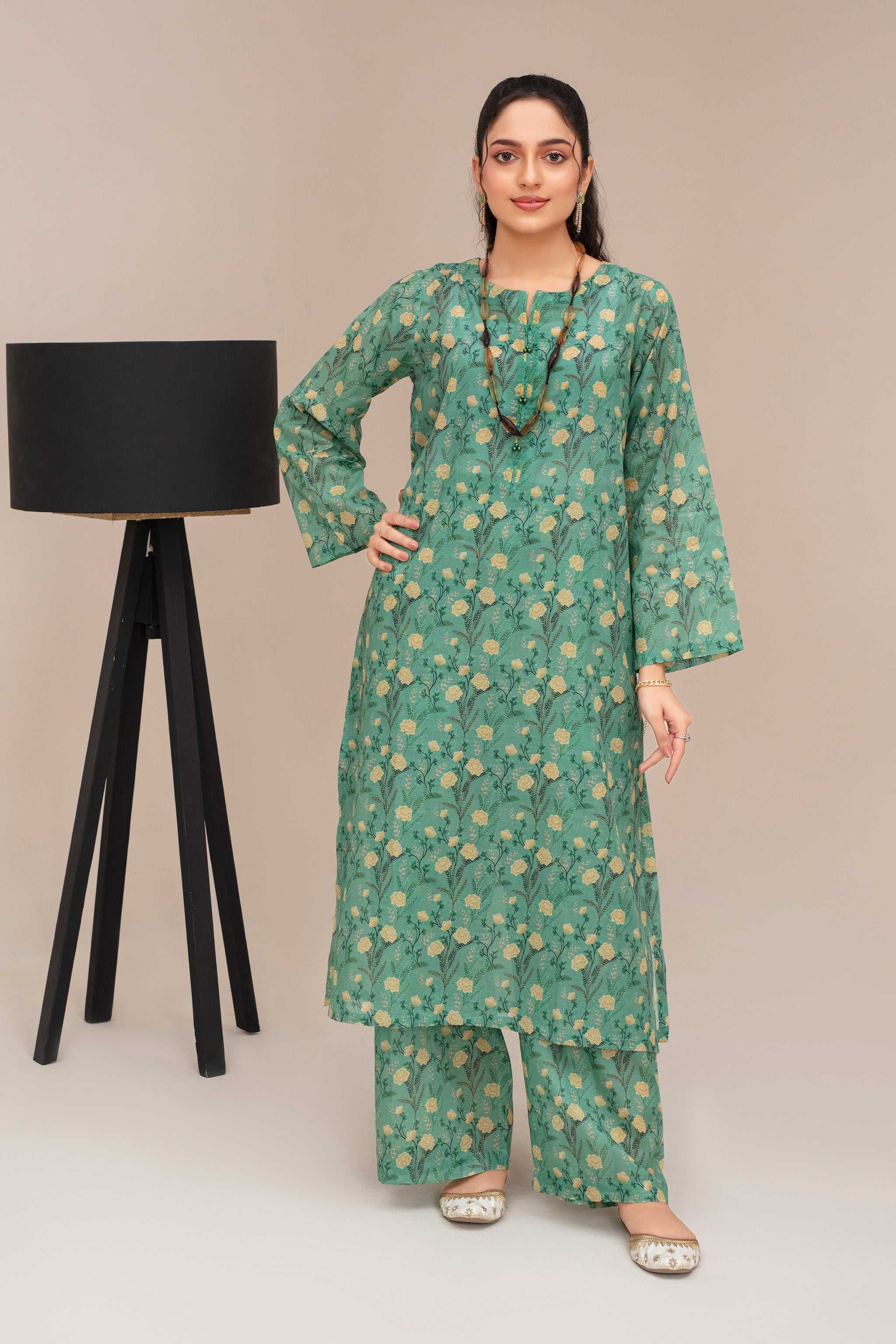2 Piece Ready To Wear Green Lawn Suit - ZN-33 - ZAINOOR Main image