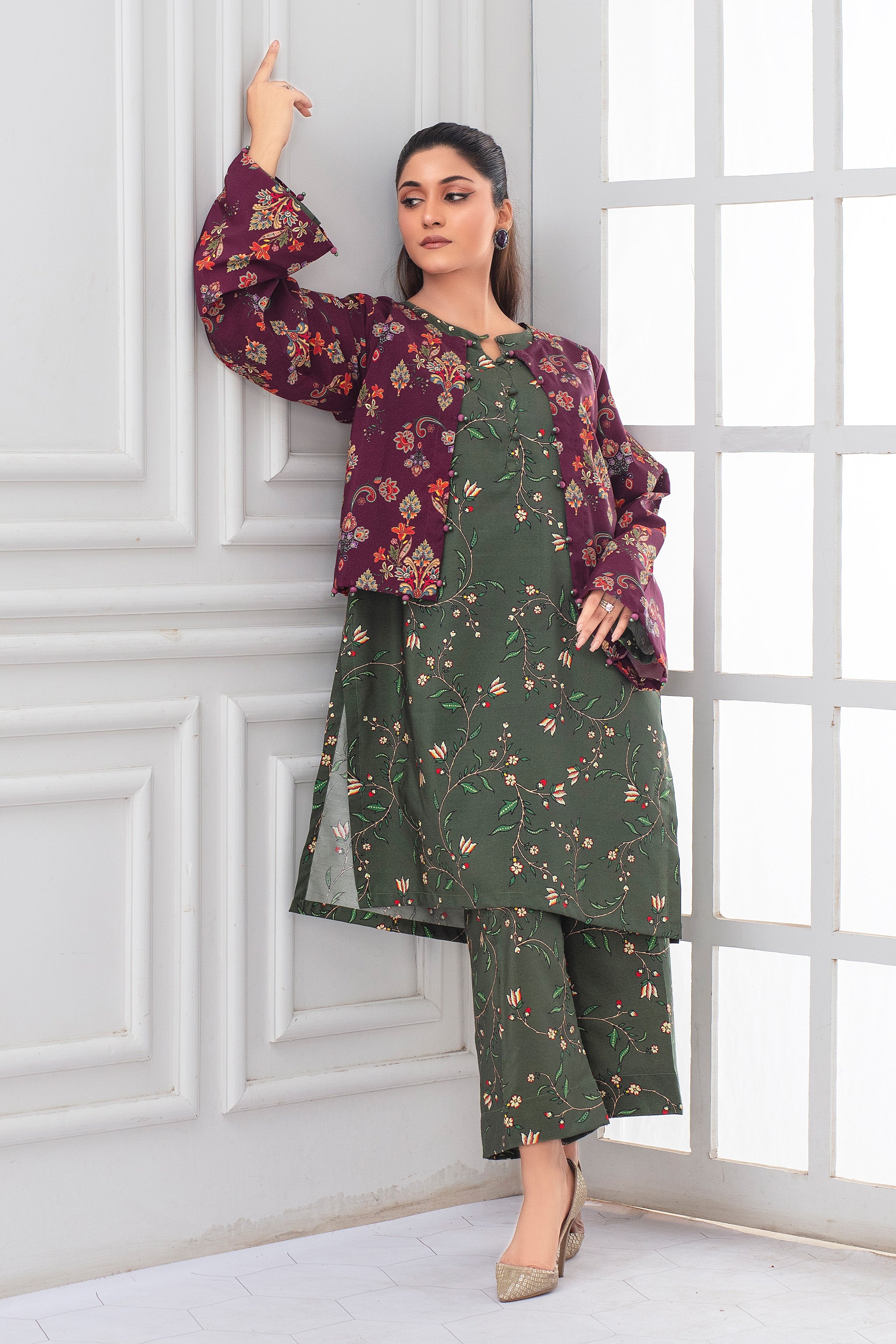 2 Piece Ready To Wear Green Viscose Suit - ZN-130 - ZAINOOR