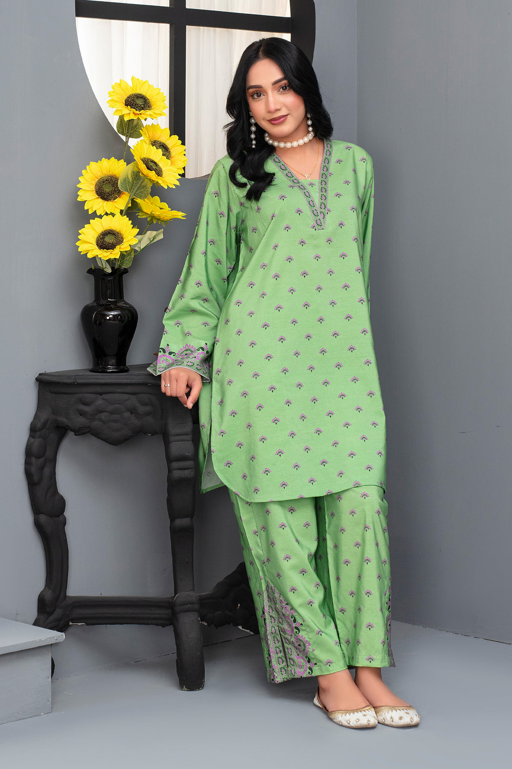 2 Piece Ready To Wear Green Viscose Suit - ZN-97 - ZAINOOR