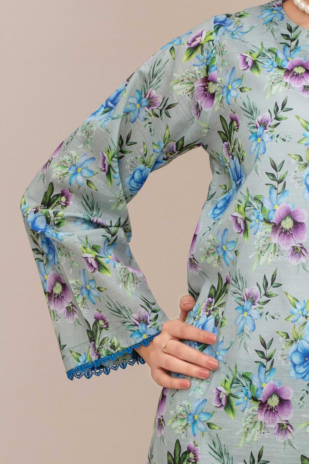 2 Piece Ready To Wear Grey Lawn Suit - ZN-32 - ZAINOOR