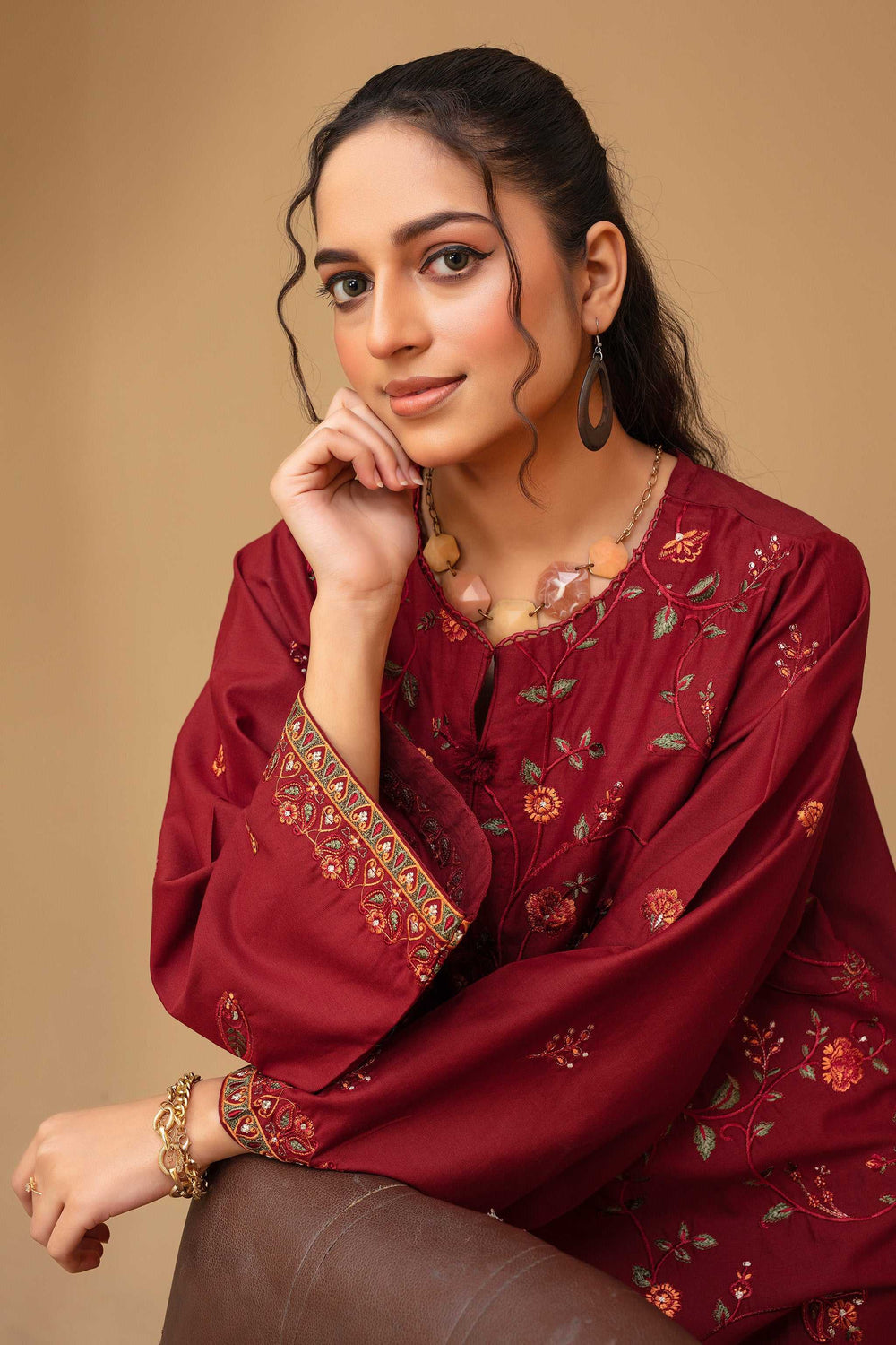 2 Piece Ready To Wear Maroon Viscose Suit - ZN-07 - ZAINOOR