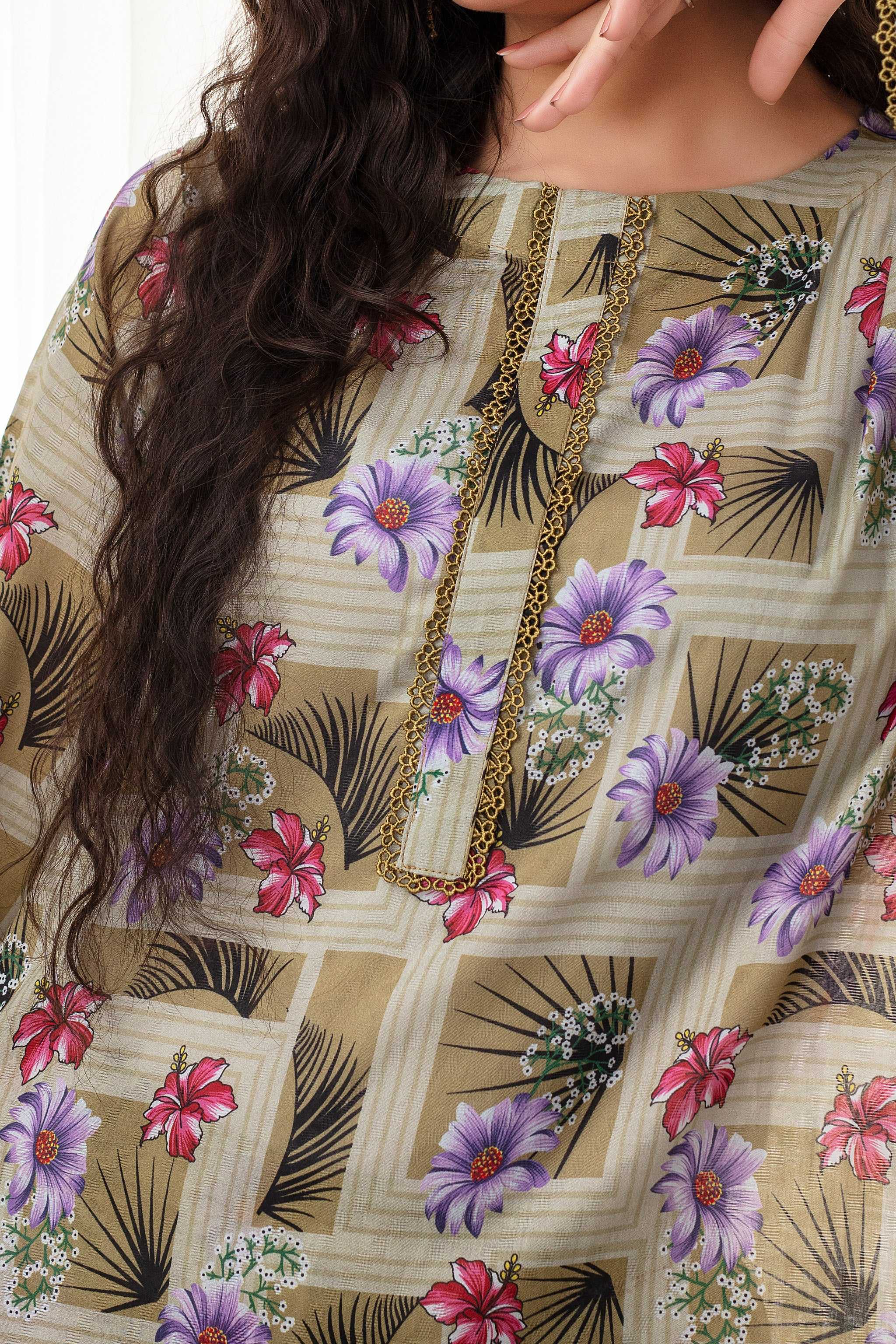 2 Piece Ready To Wear Olive Lawn Suit - ZN-23 - ZAINOOR