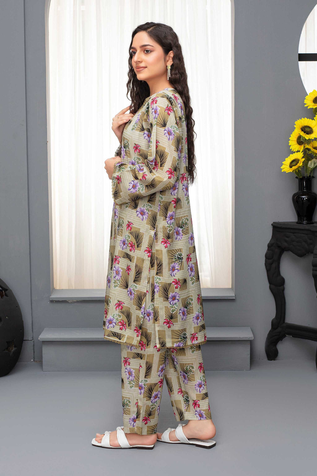 2 Piece Ready To Wear Olive Lawn Suit - ZN-23 - ZAINOOR