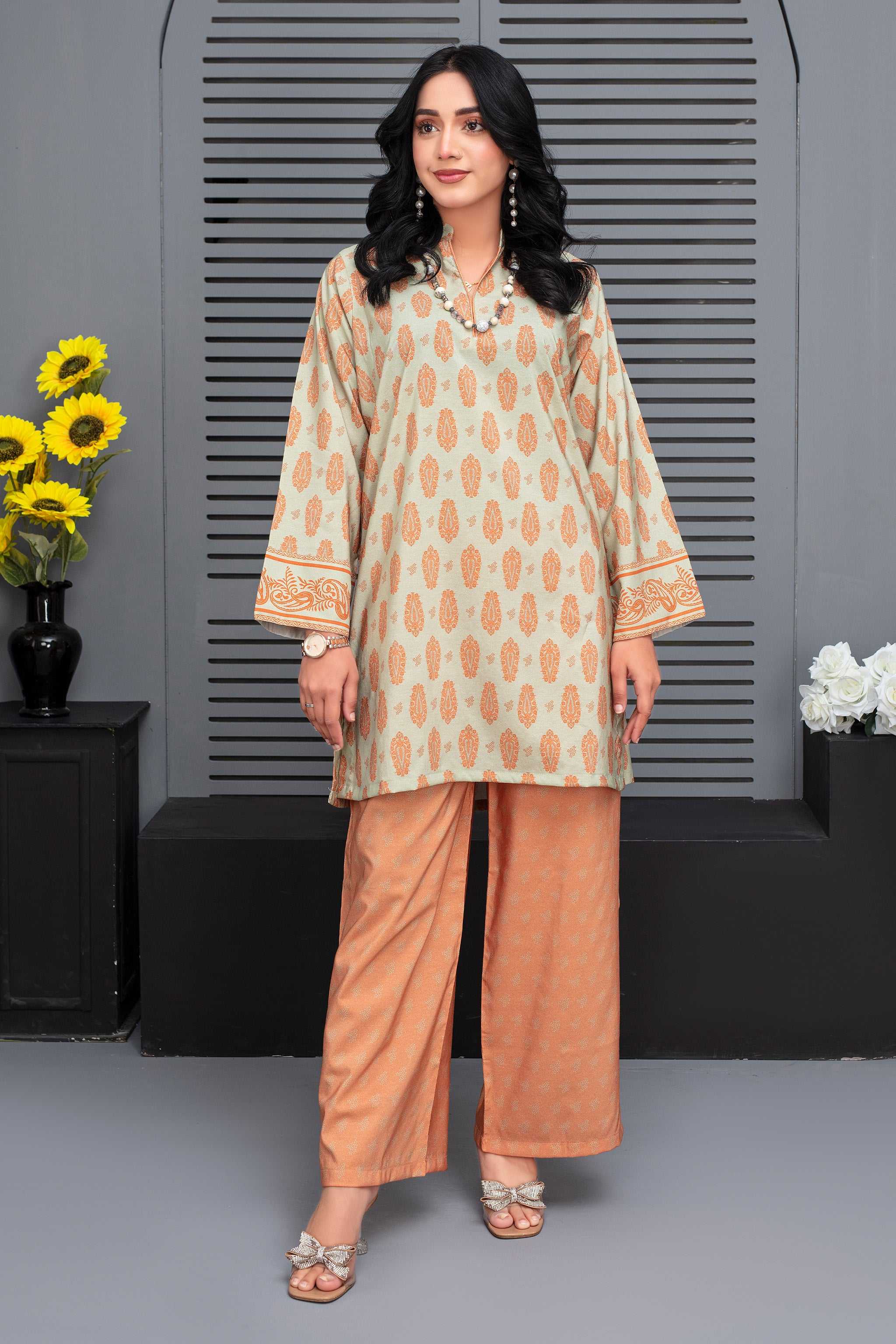 2 Piece Ready To Wear Peach Viscose Suit - ZN-111 - ZAINOOR Main image