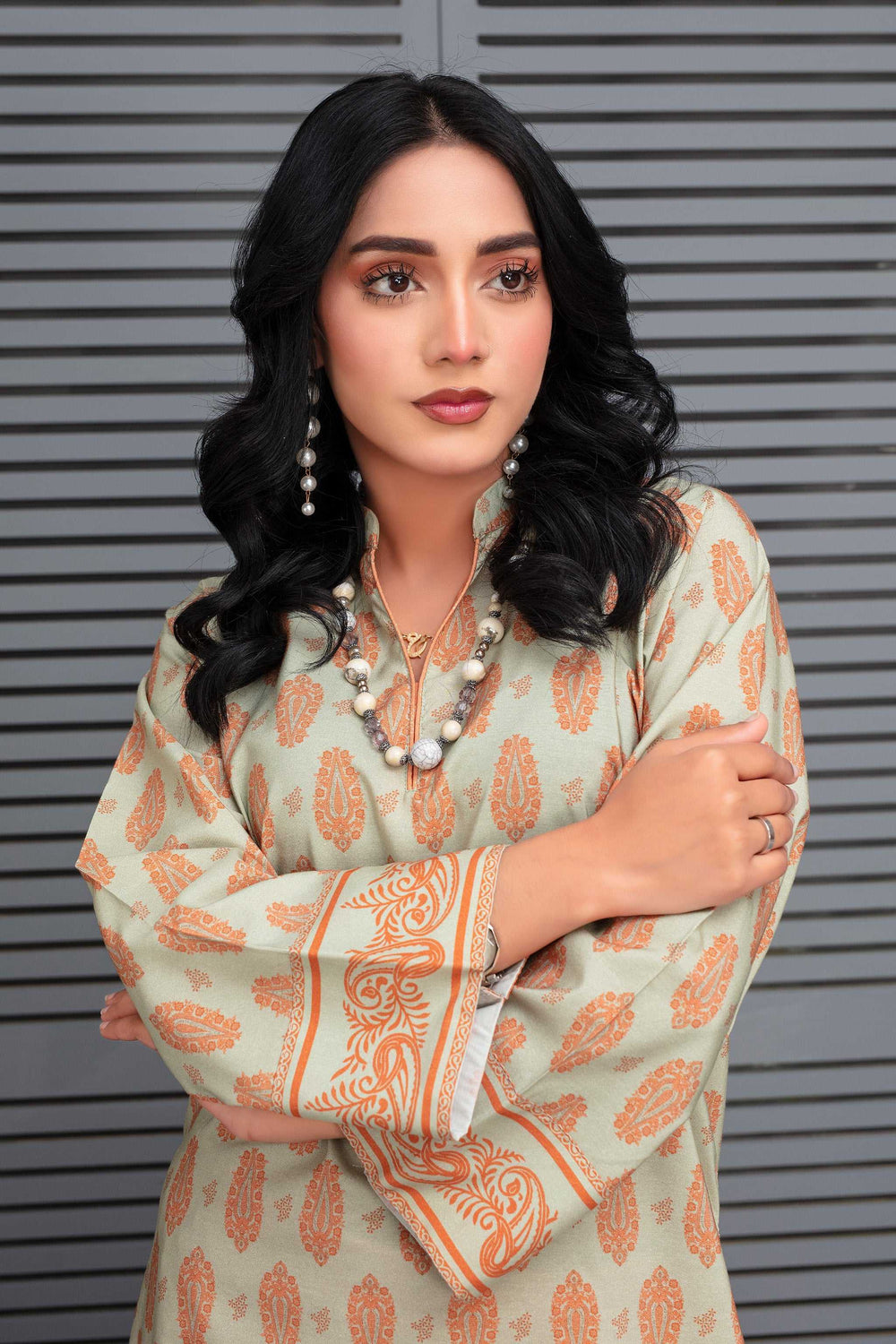 2 Piece Ready To Wear Peach Viscose Suit - ZN-111 - ZAINOOR