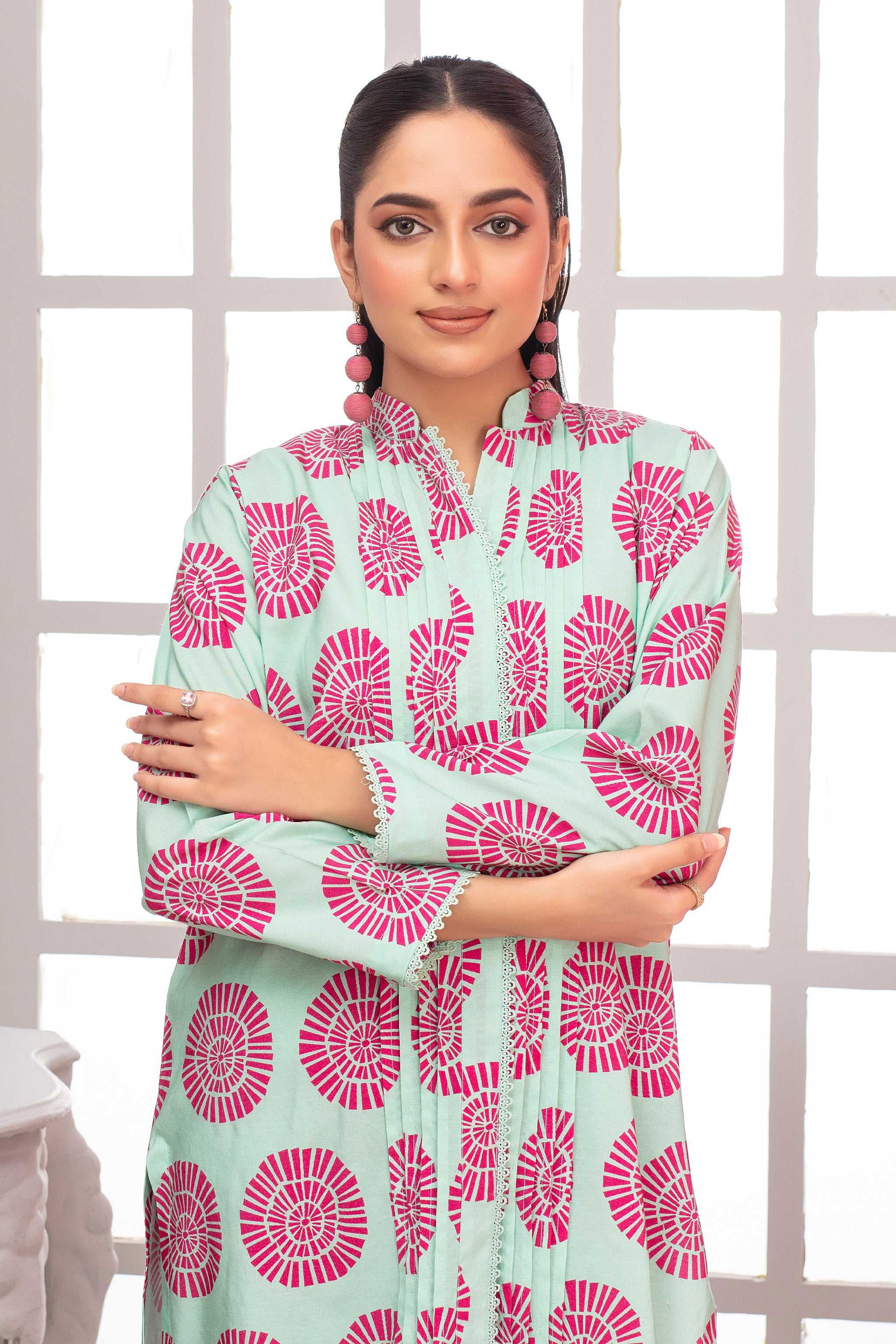2 Piece Ready To Wear Pink Paisley Viscose Suit Secondary image