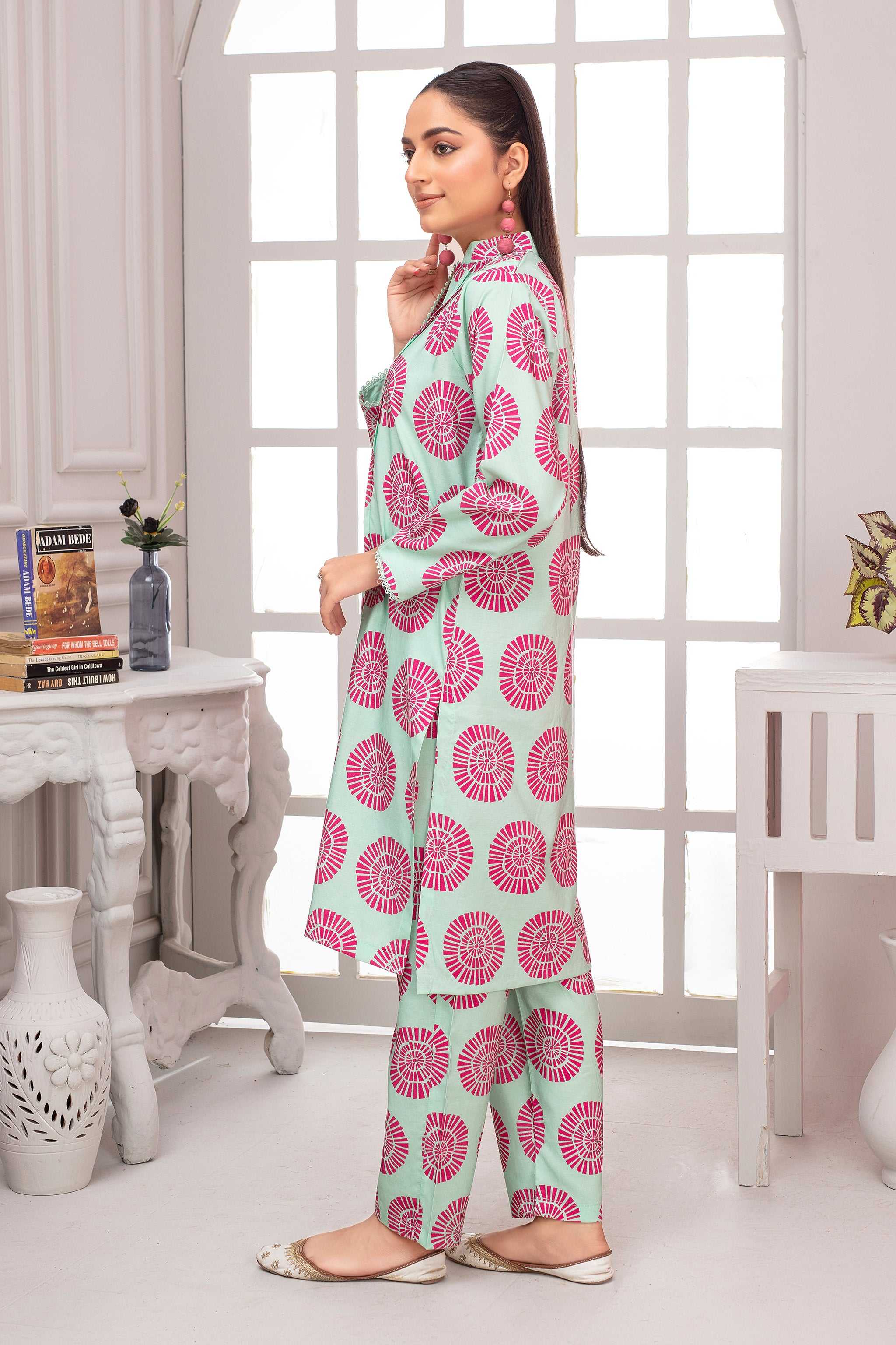 2 Piece Ready To Wear Pink Paisley Viscose Suit - ZN-100 - ZAINOOR