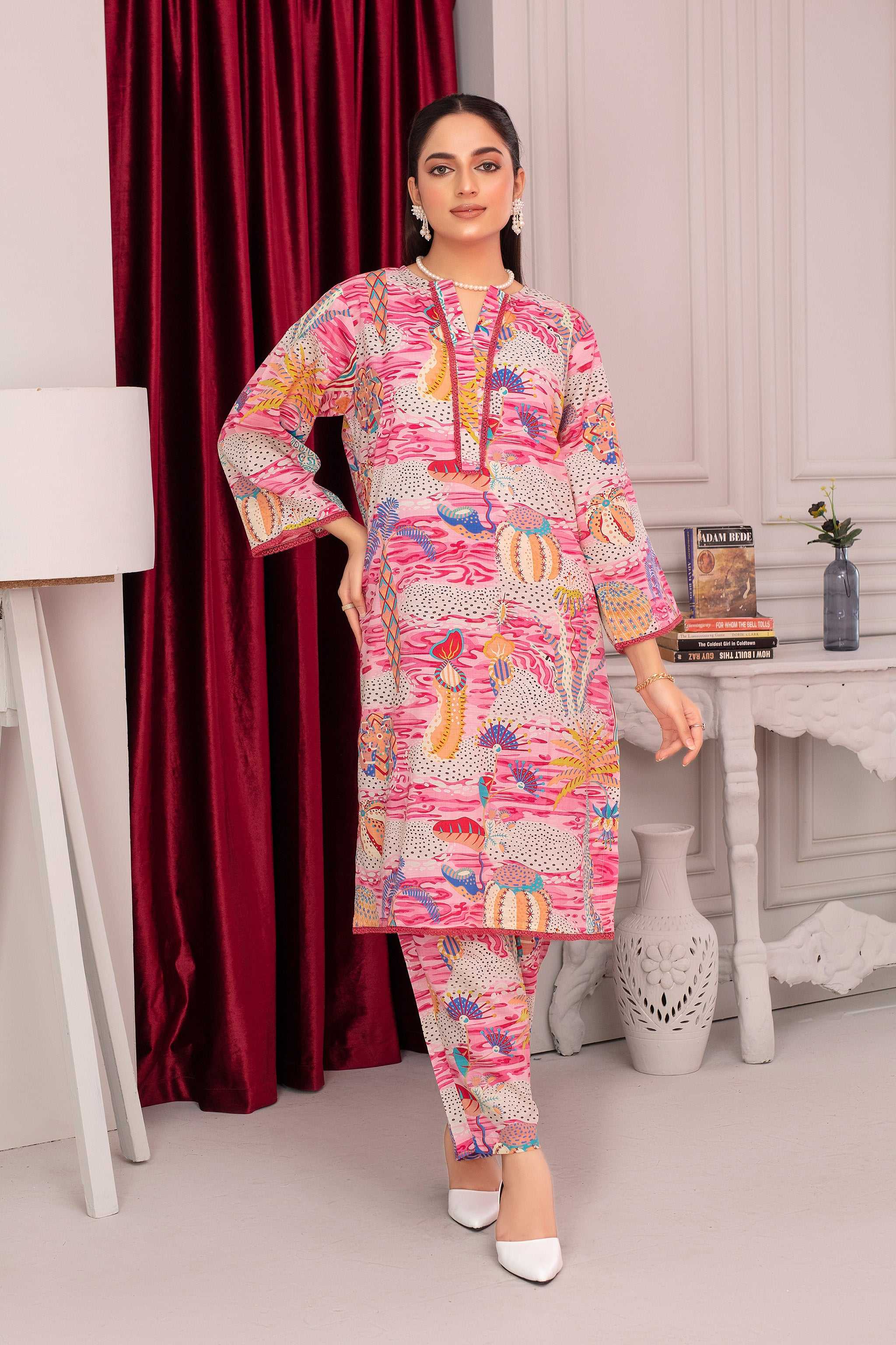 2 Piece Ready To Wear Pink Viscose Suit - ZN-39 - ZAINOOR