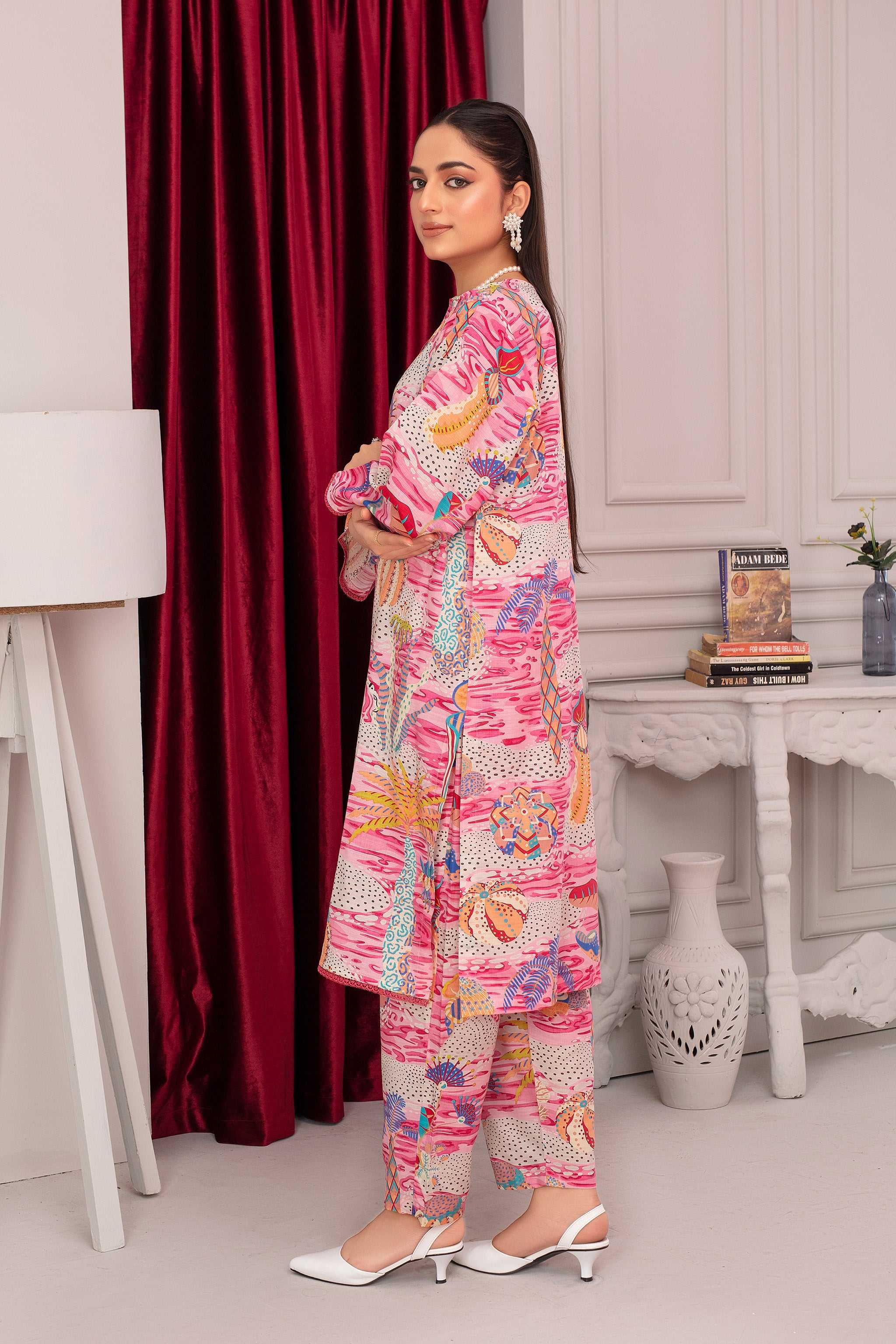 2 Piece Ready To Wear Pink Viscose Suit - ZN-39 - ZAINOOR