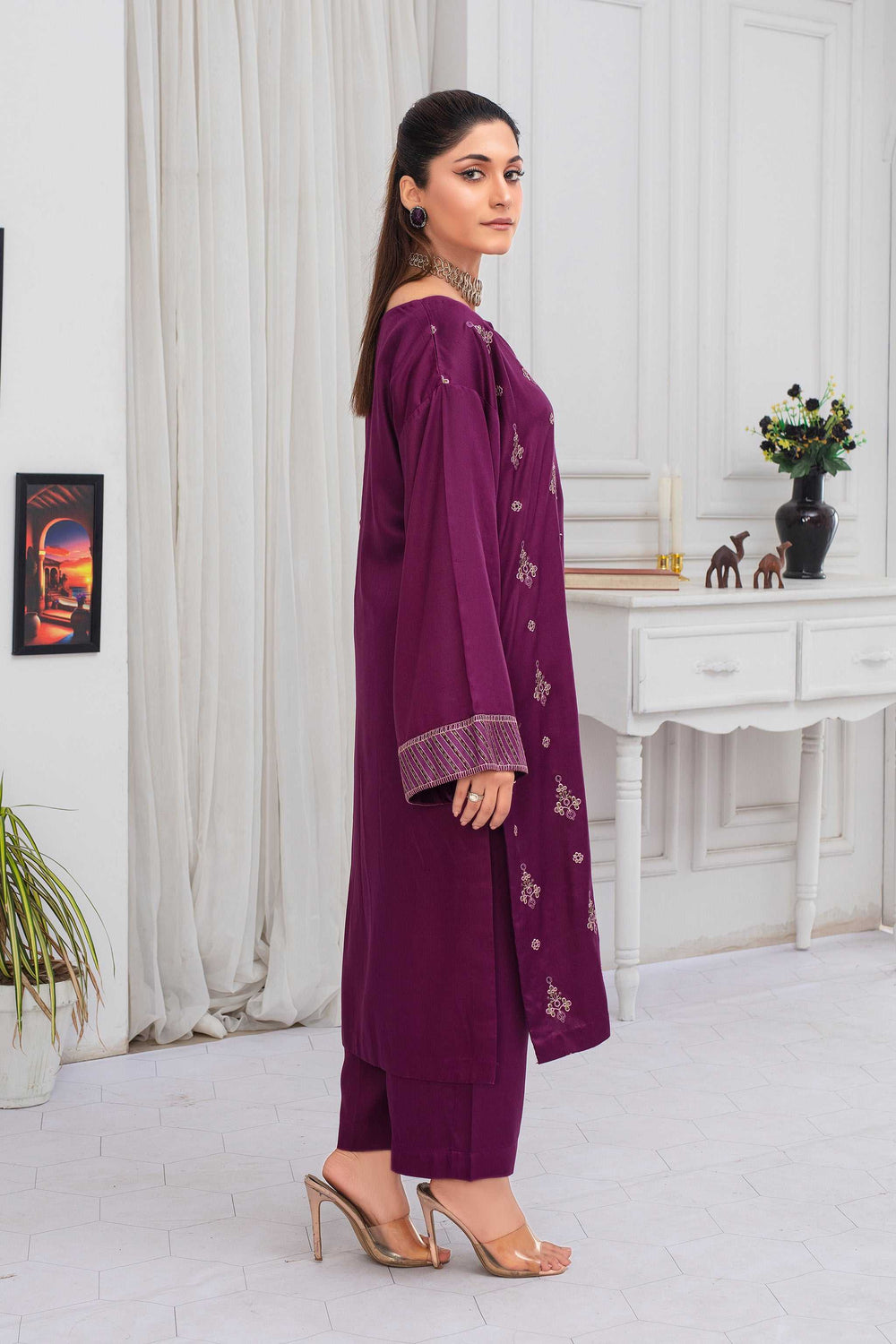 2 Piece Ready To Wear Plum Cotail Suit - ZN-06 - ZAINOOR
