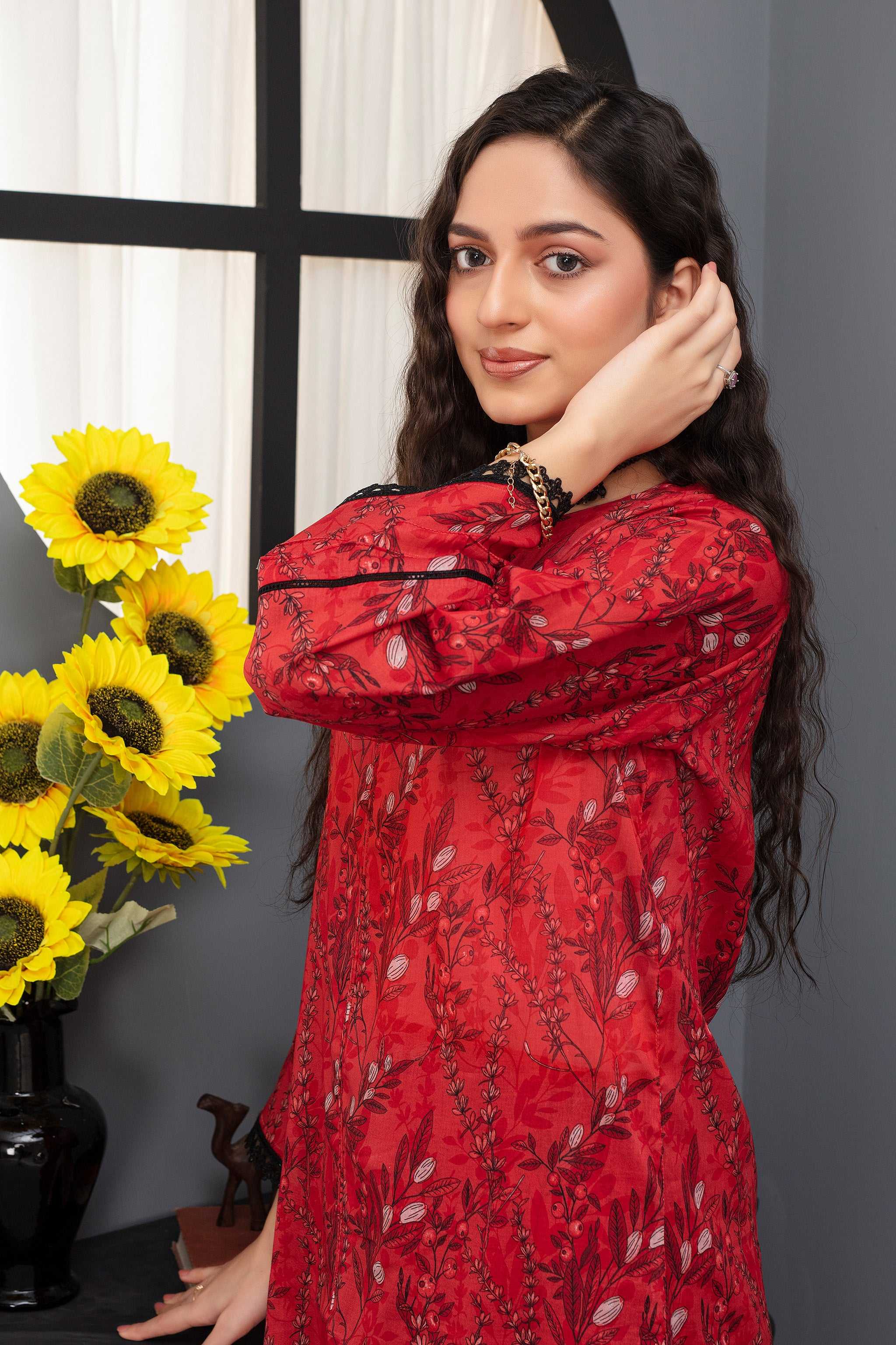 2 Piece Ready To Wear Red Lawn Suit Secondary image