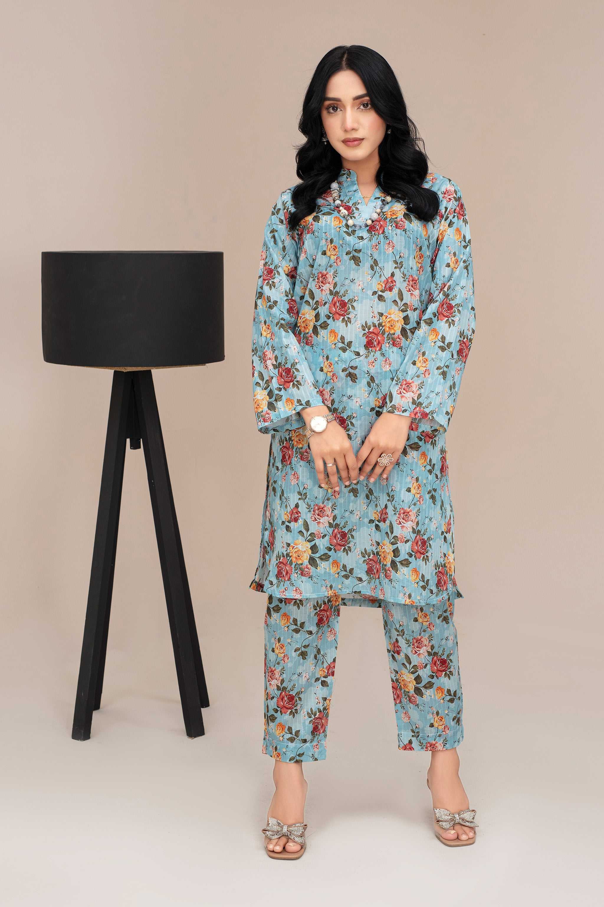 2 Piece Ready To Wear Teal Lawn Suit - ZN-28 - ZAINOOR Main image