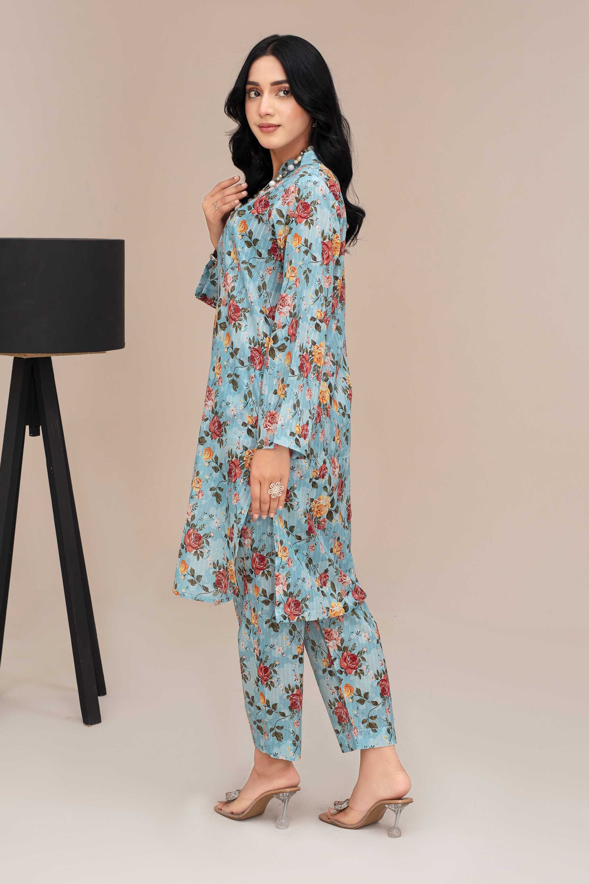 2 Piece Ready To Wear Teal Lawn Suit - ZN-28 - ZAINOOR
