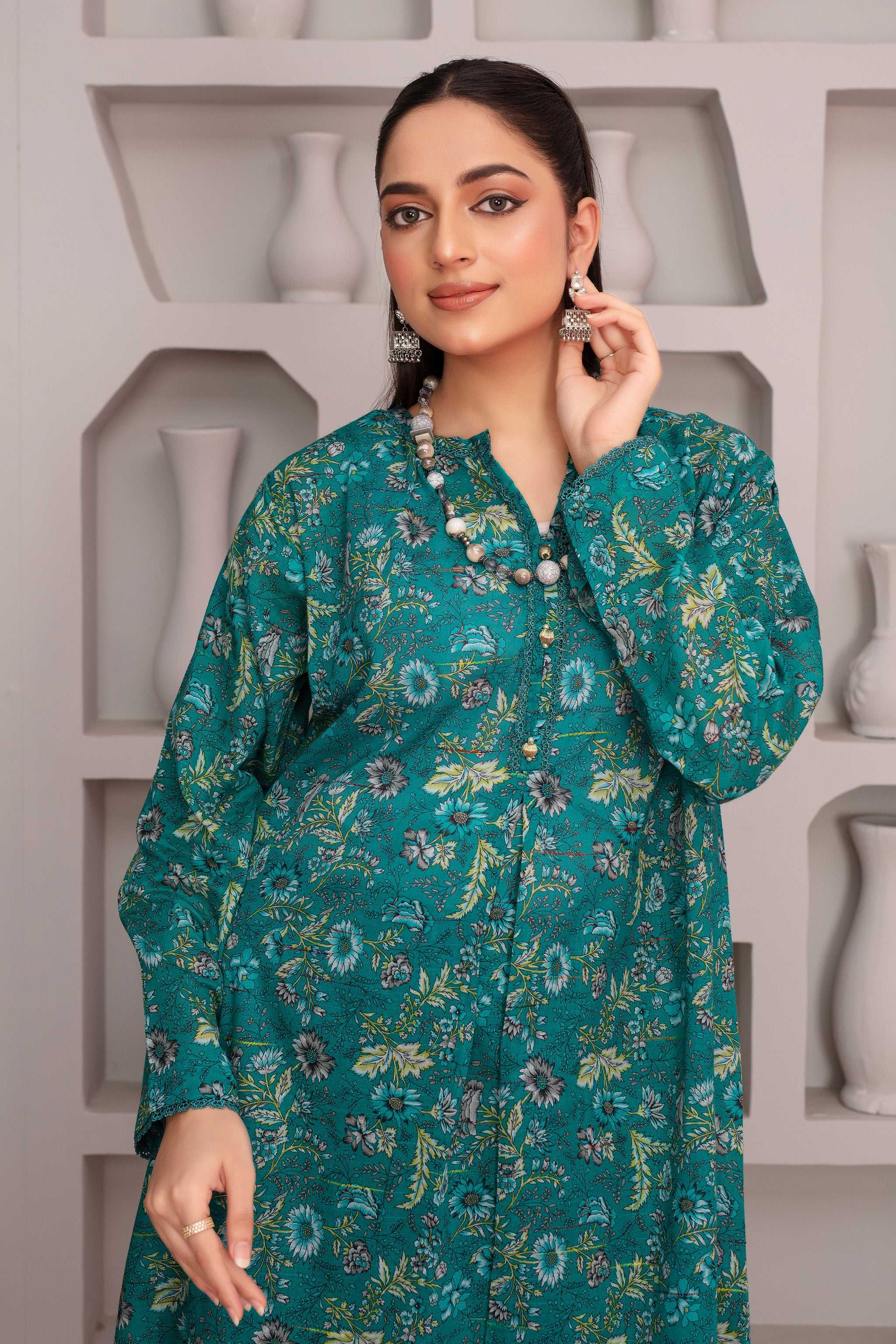 2 Piece Ready To Wear Teal Lawn Suit - ZN-25 - ZAINOOR