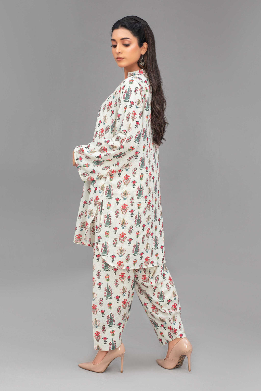 2 Piece Ready To Wear White Karandi Suit - ZN-59 - ZAINOOR