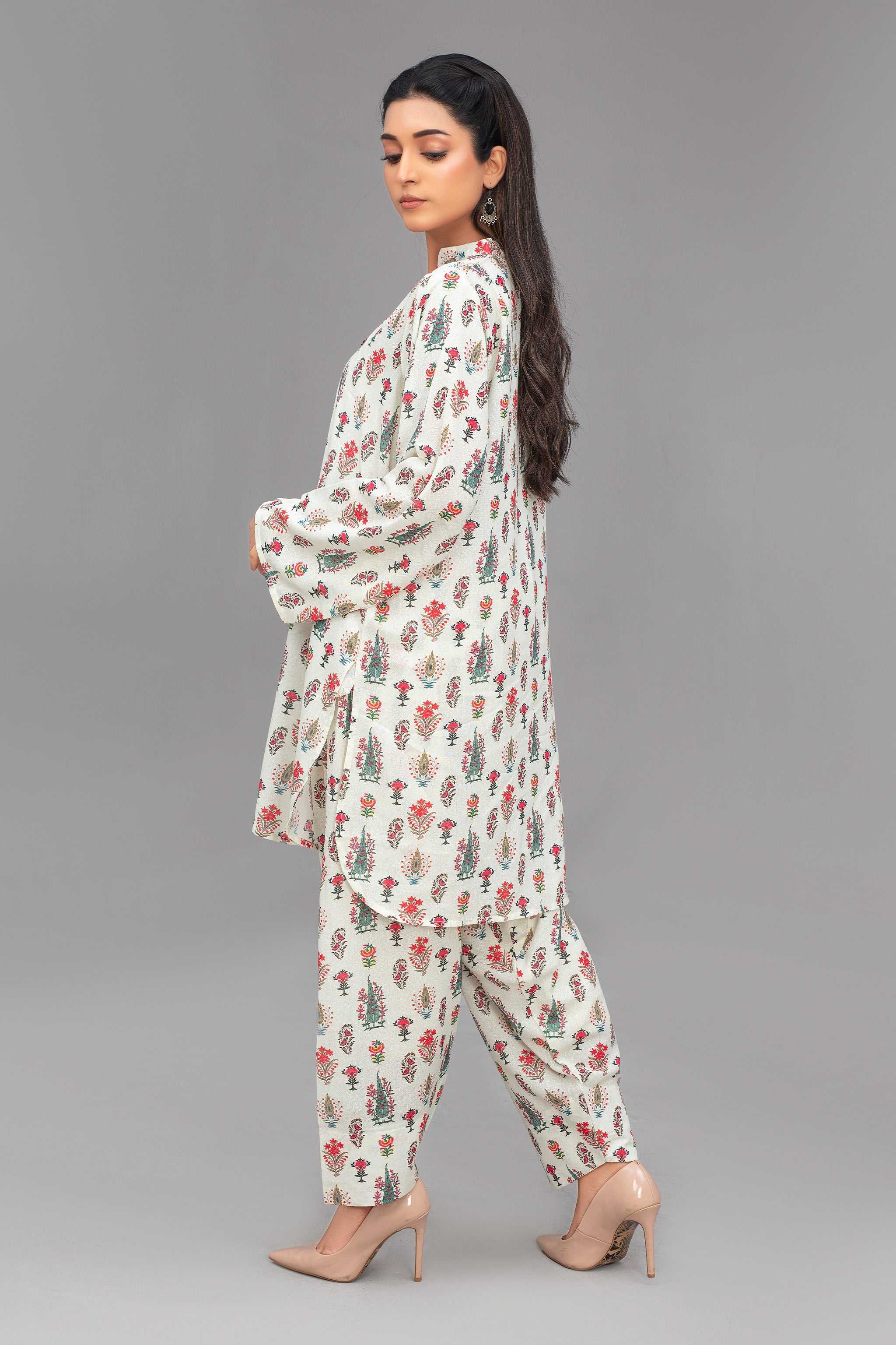 2 Piece Ready To Wear White Karandi Suit - ZN-59 - ZAINOOR