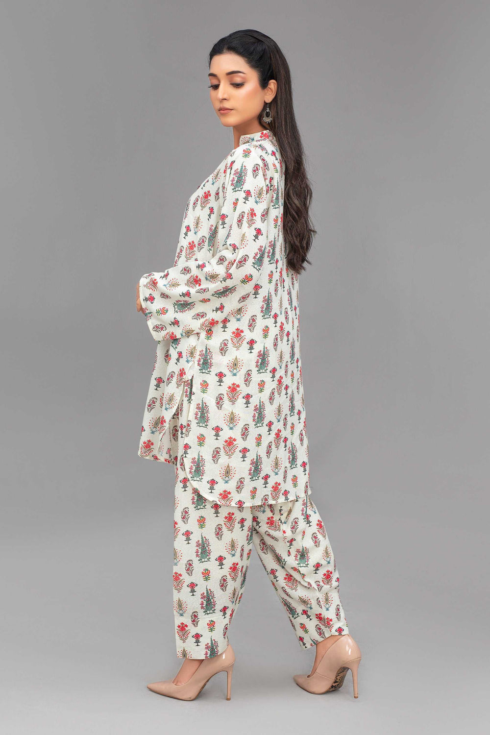 2 Piece Ready To Wear White Karandi Suit - ZN-59 - ZAINOOR