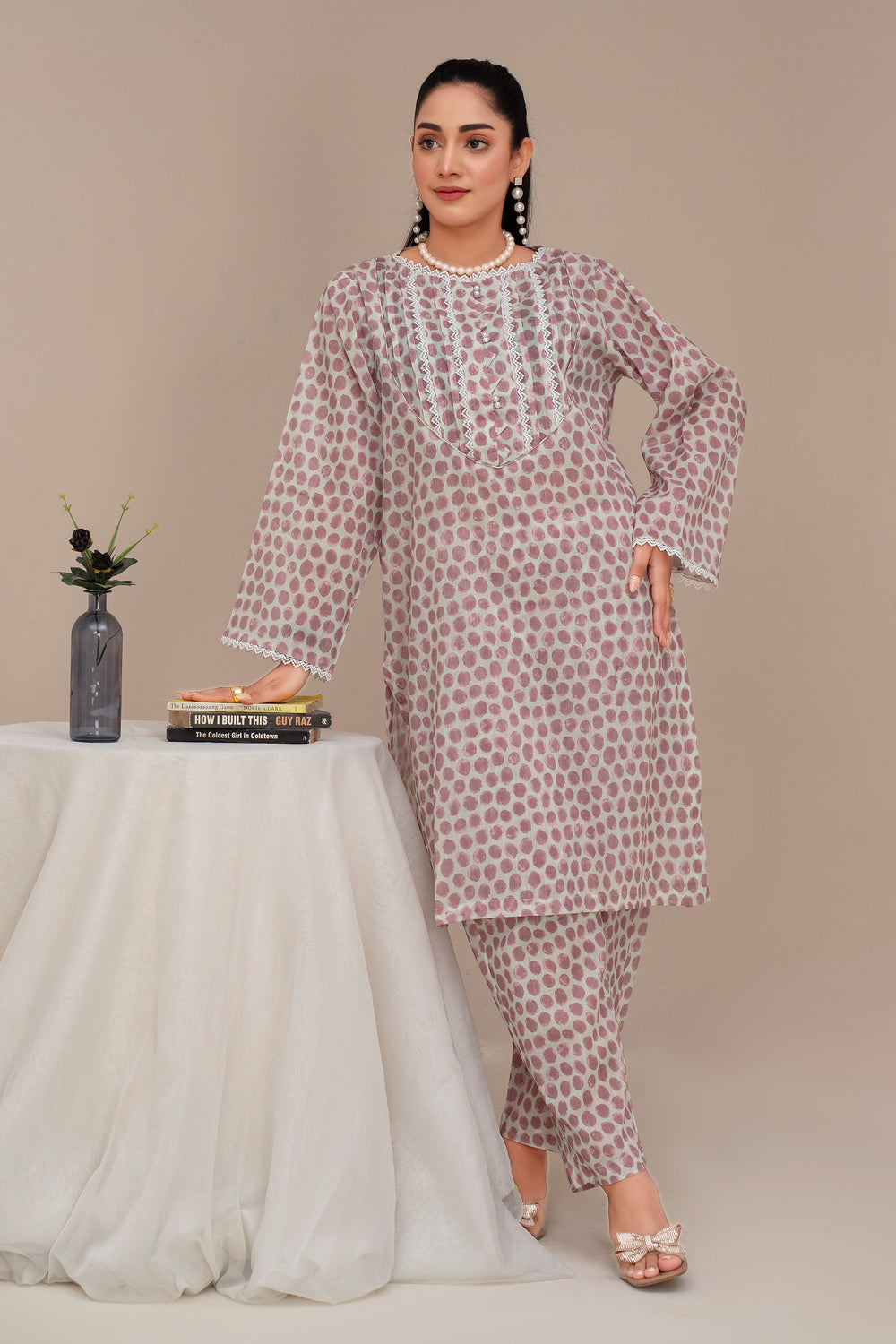 2 Piece Ready To Wear White Seersucker Suit - ZN-45 - ZAINOOR