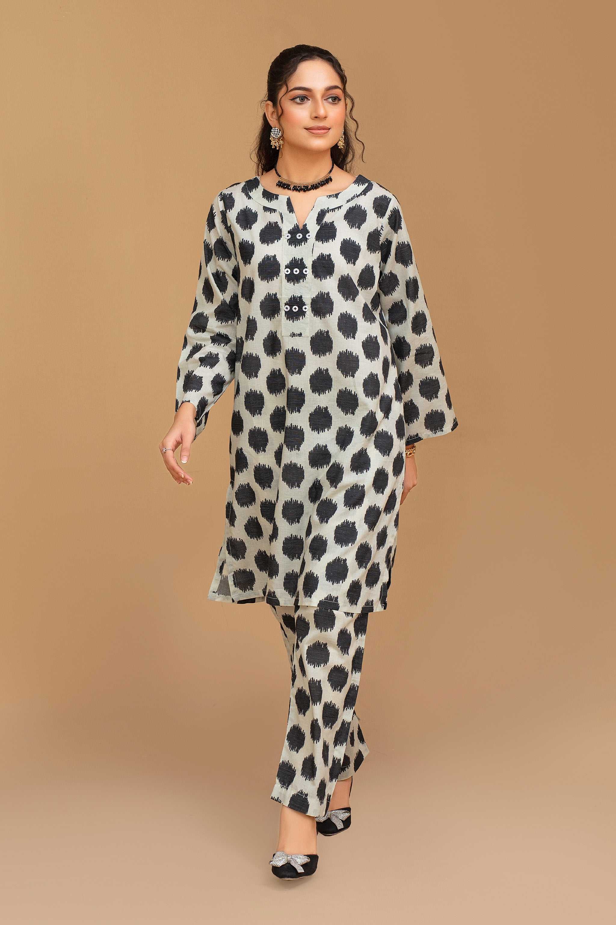 2 Piece Ready To Wear White Slub Cotton Suit - ZN-14 - ZAINOOR Main image